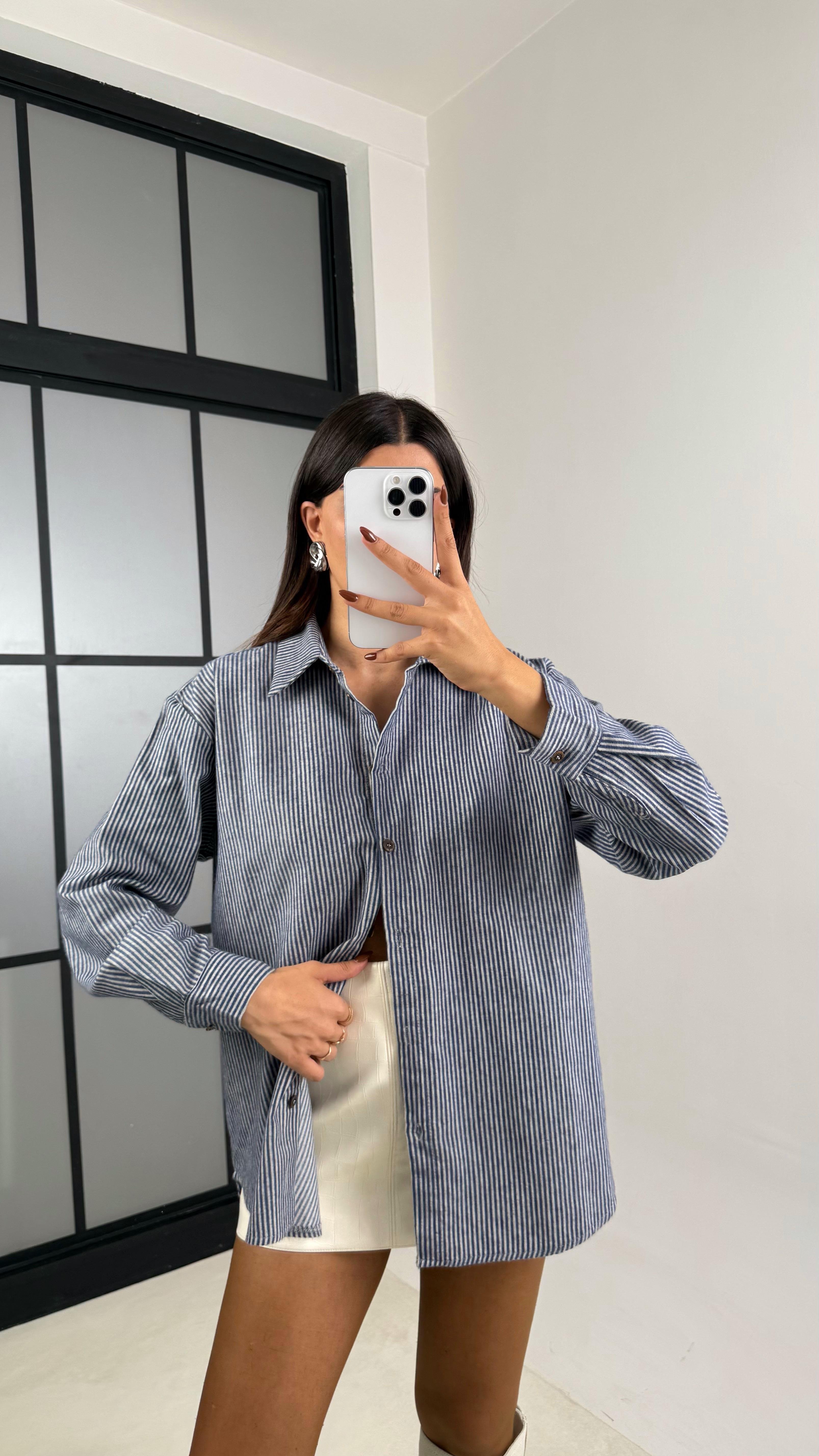 Mavi Çizgili Premium Gömlek GAUS-00143GAUS القمصان GAUS-00143