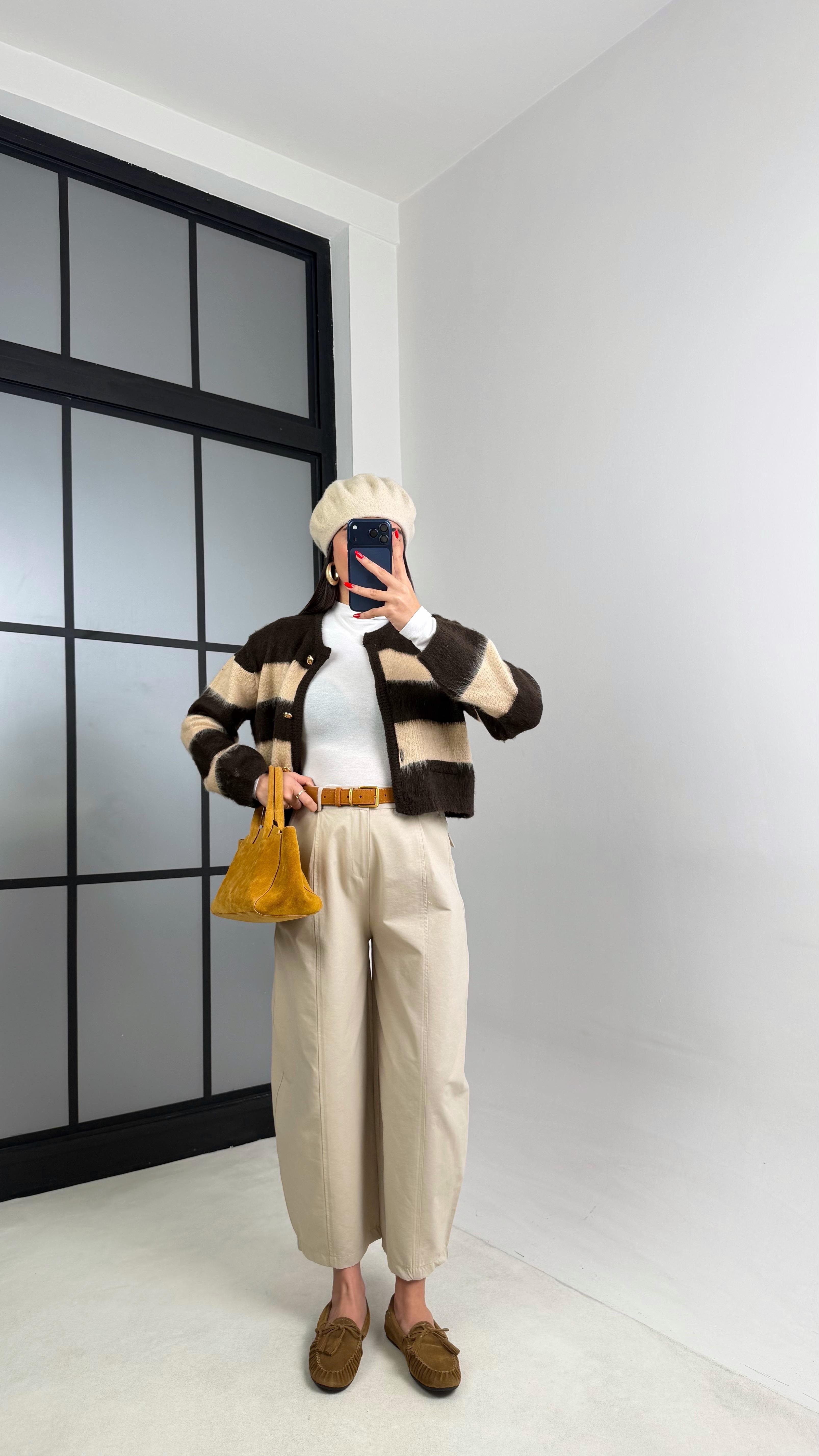 Taş Beli Lastikli Poplin Balon Pantolon GAUS-00915GAUSPANTOLONGAUS-00915