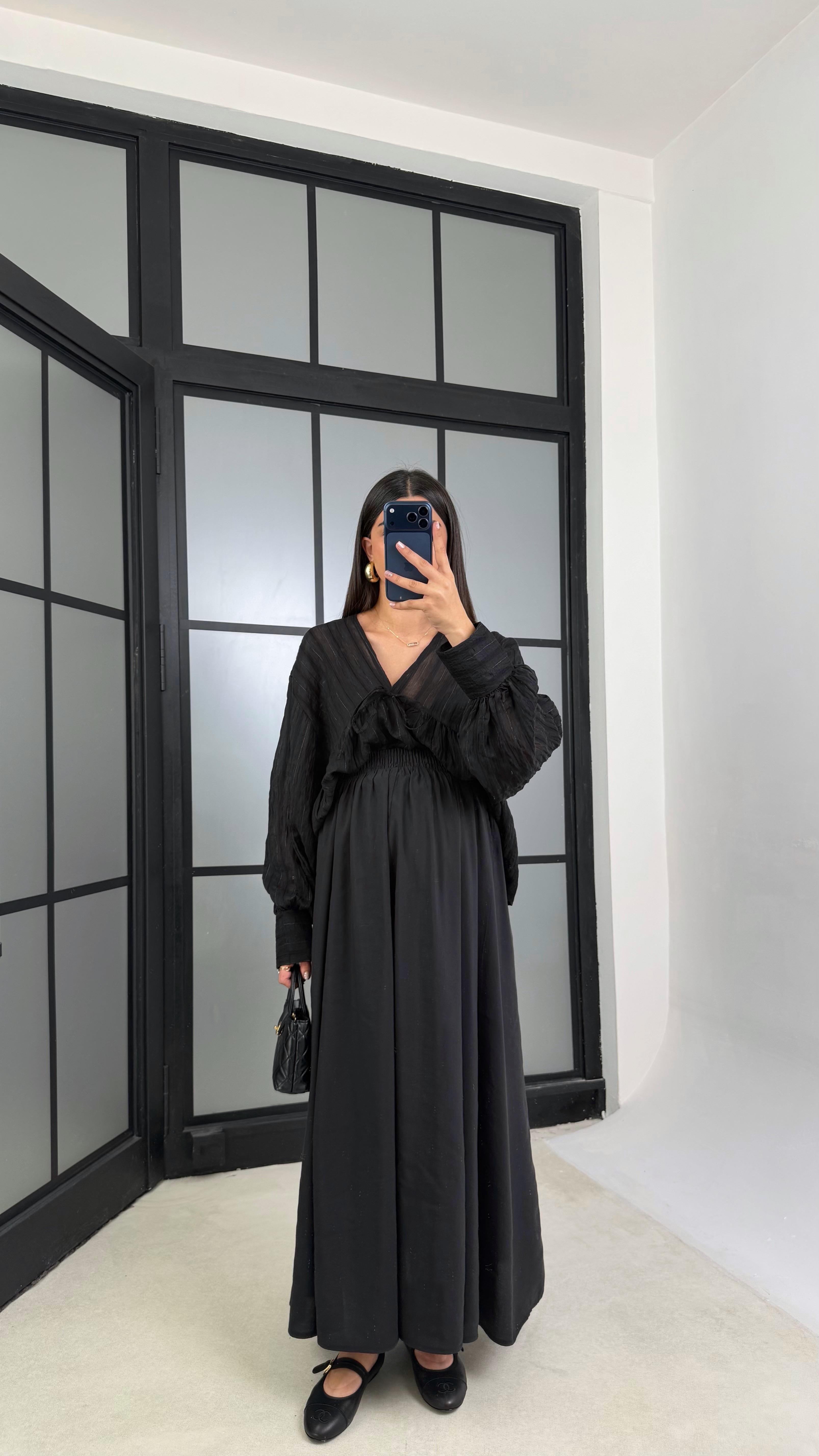 Siyah Beli Lastikli Cepli Tencel Etek GAUS-01203GAUSETEKGAUS-01203