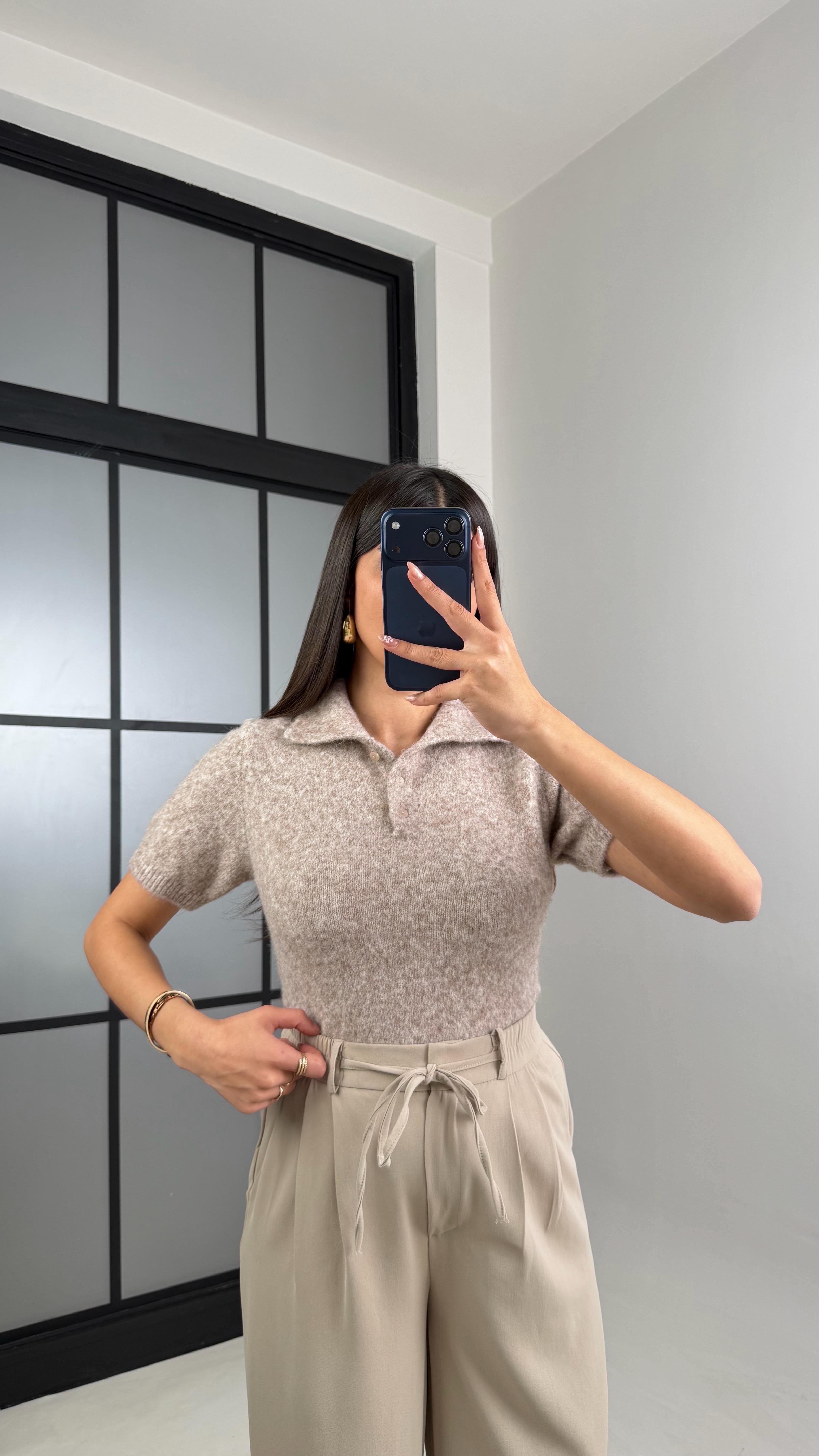 Bej Polo Yaka MD Muadil Yumuşak Dokulu Kazak GAUS-00864GAUSKAZAKGAUS-00864