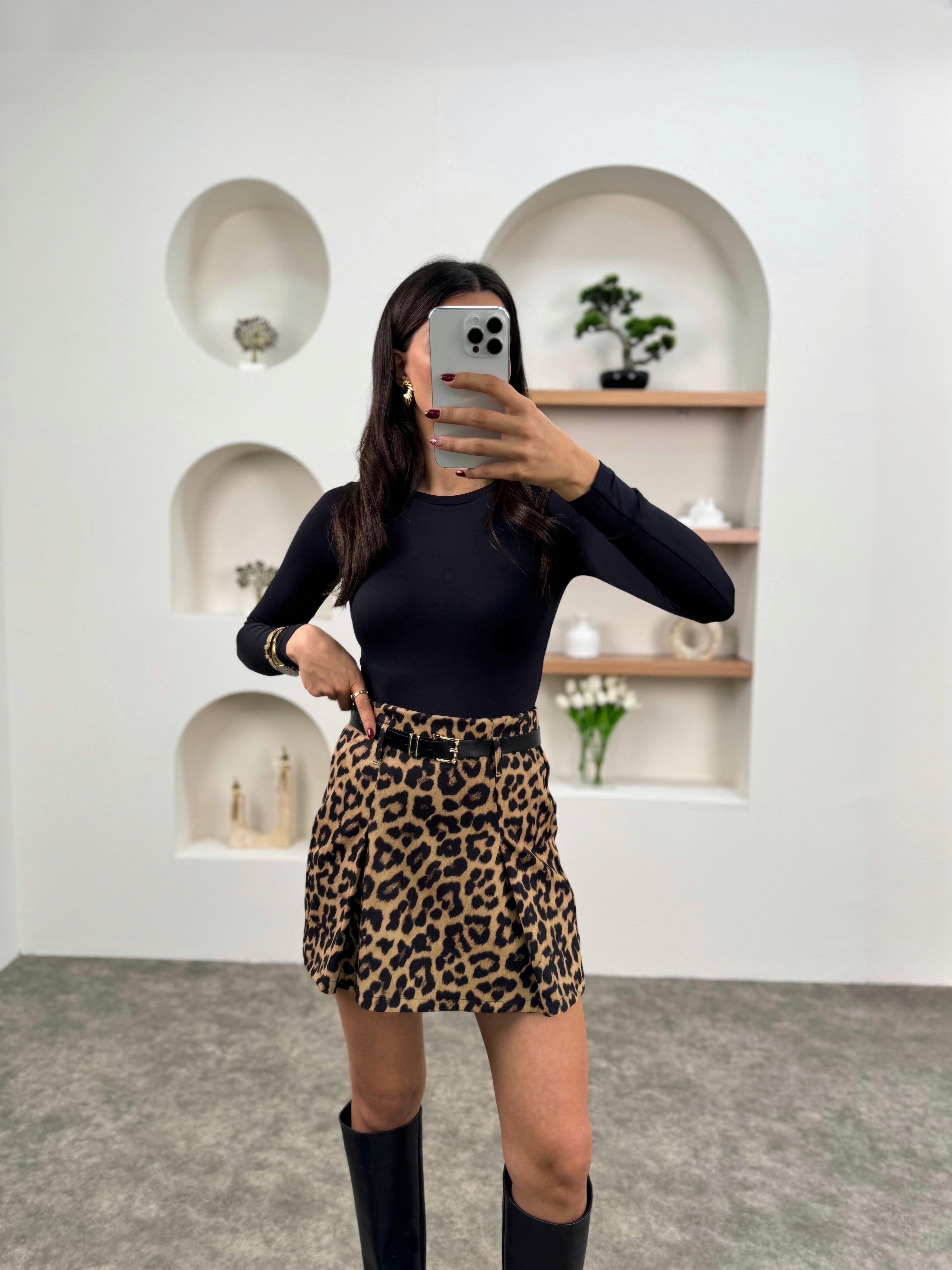 PRY Leopar Kemerli Şort EtekGausETEKGU00903502