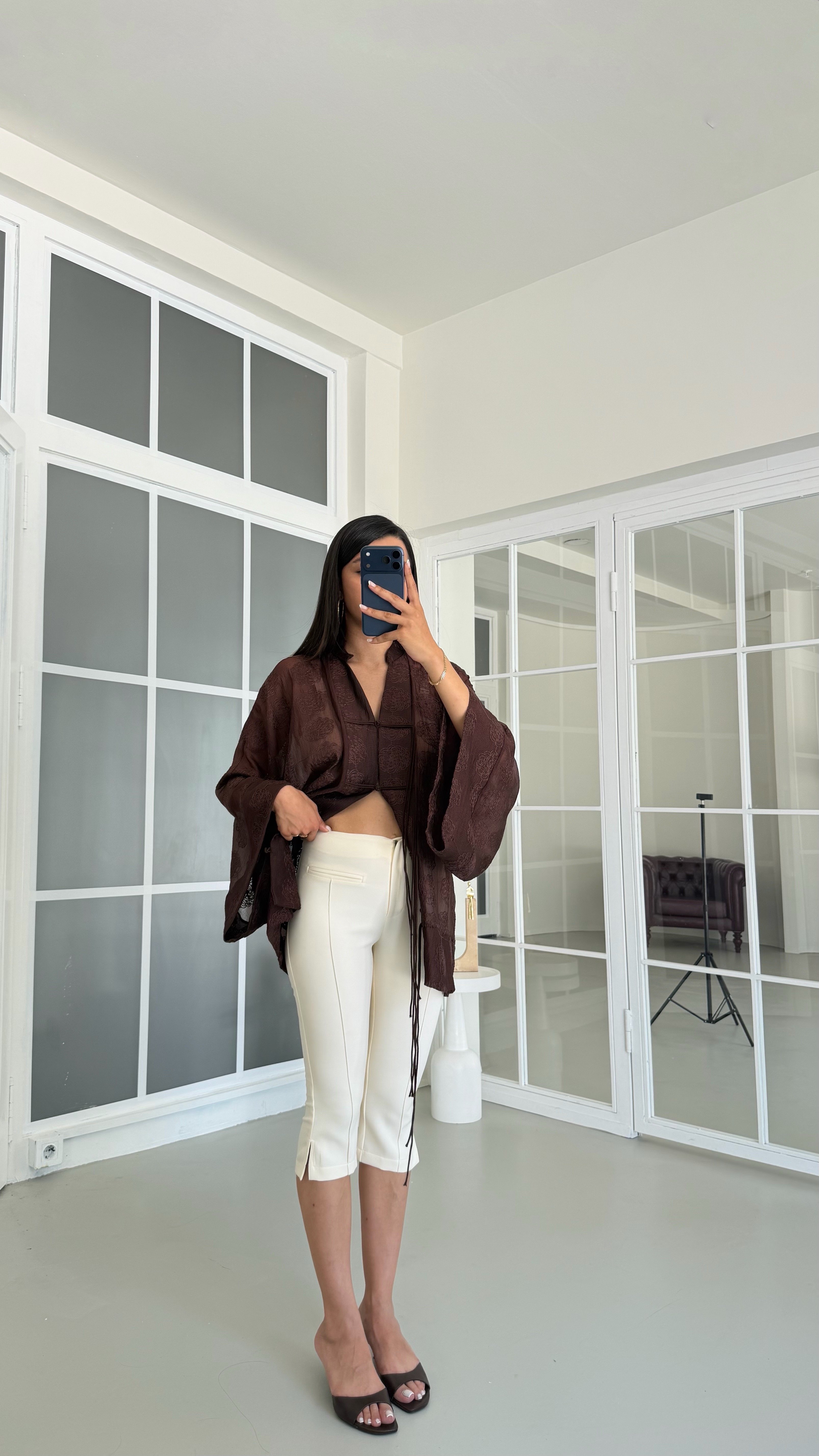 Krem Dikiş Detaylı Capri Pantolon GAUS-01722GAUSPANTOLONGAUS-01722