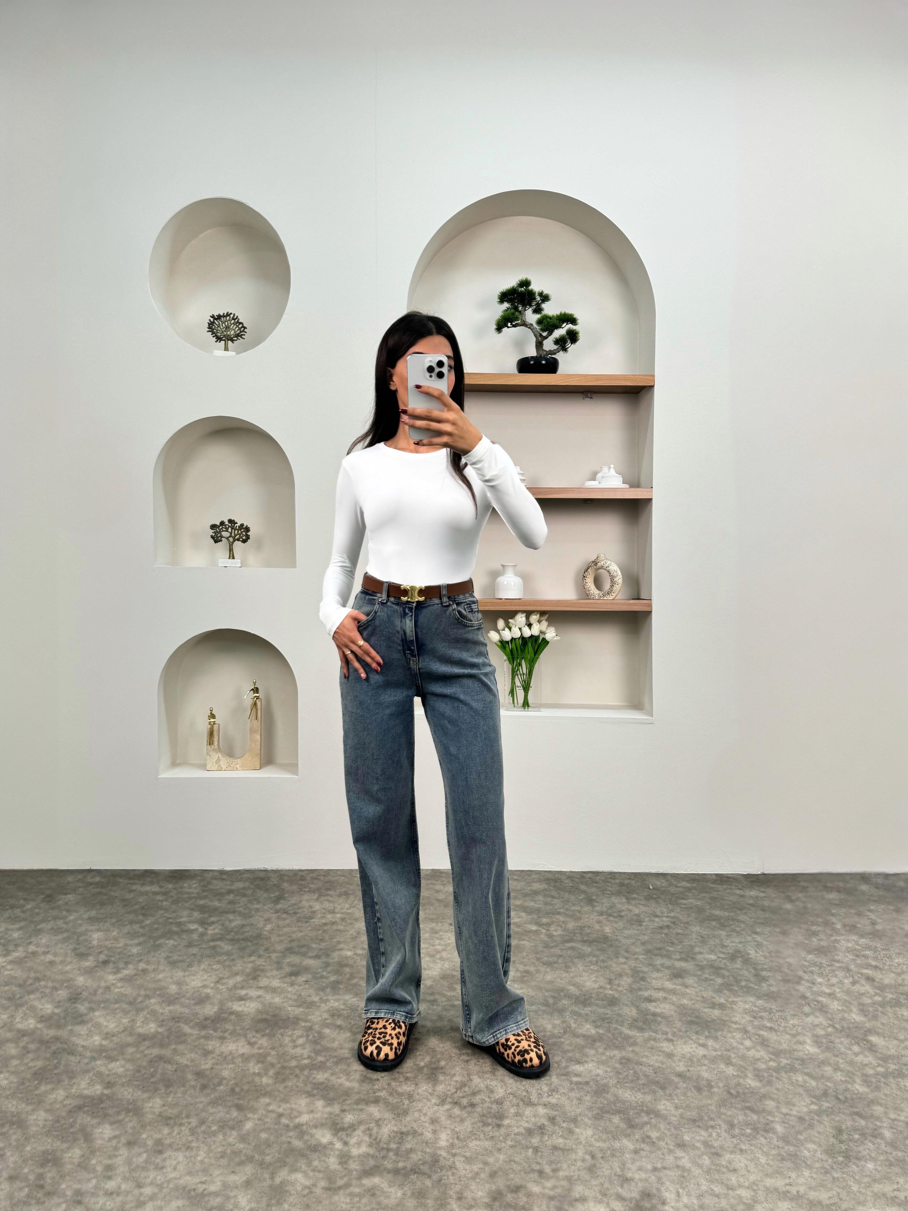 Lora Orta Ton Kar Yıkamalı Palazzo Jean