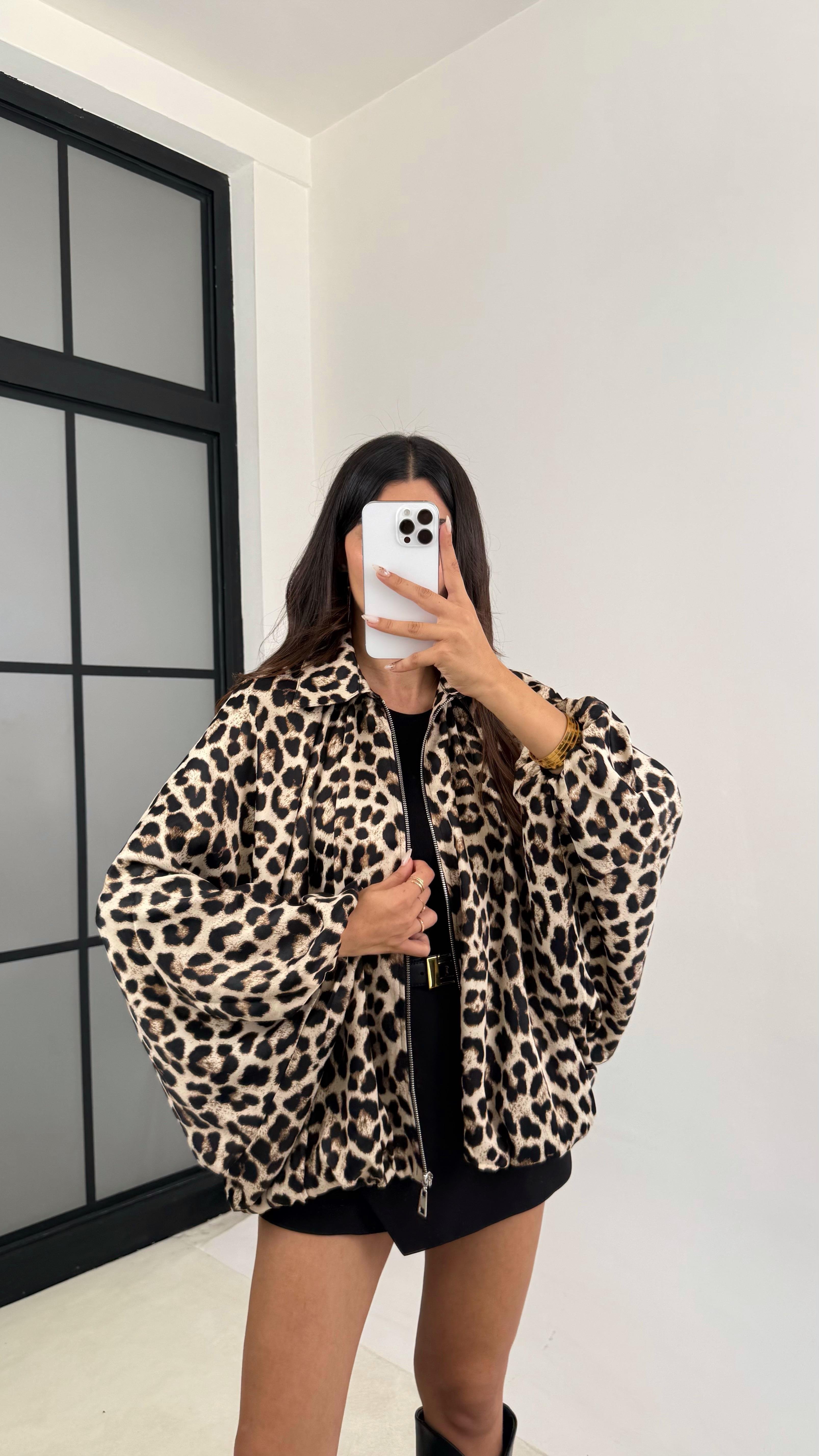 Leopar Leopar Desenli Astarlı Bomber Hırka GAUS-00121GAUSHIRKAGAUS-00121