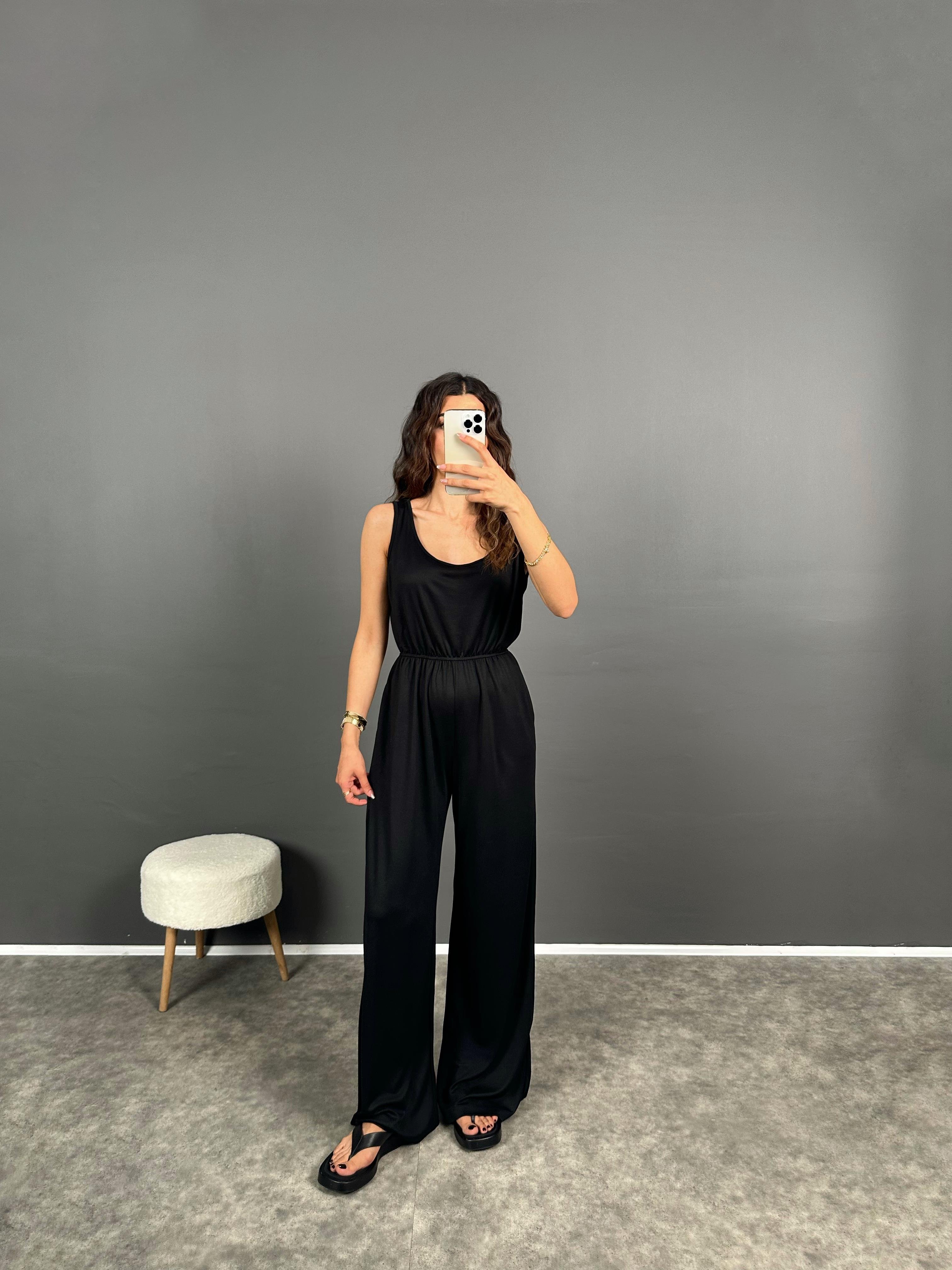 Helgi Siyah Beli Lastikli Pike Modal TulumGausTULUMGU008445