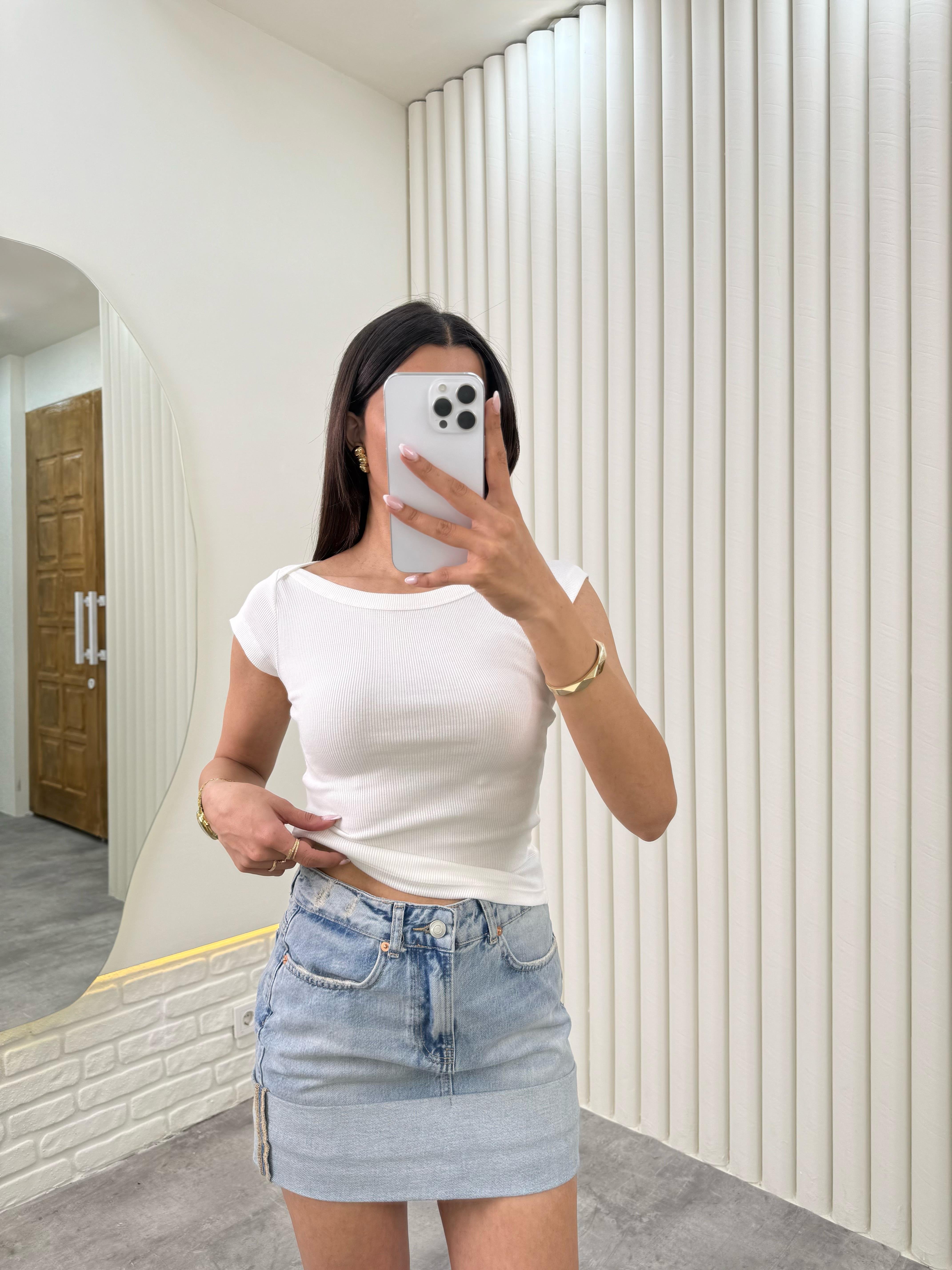 Beyaz  Kısa Kol ZR Muadil Tshirt Gaus00329GausBLUZGU1001762