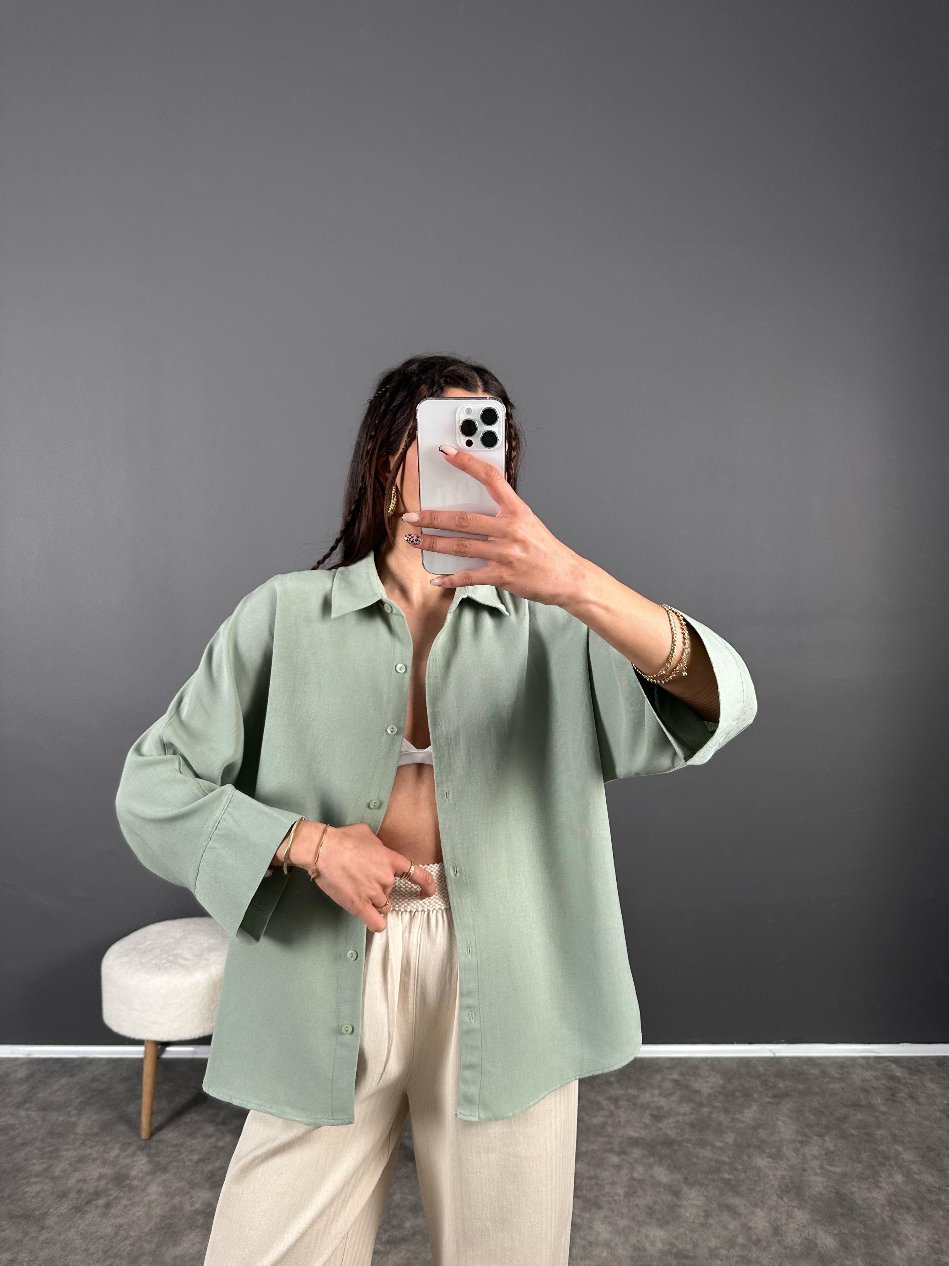 MNS Haki Keten Gömlek