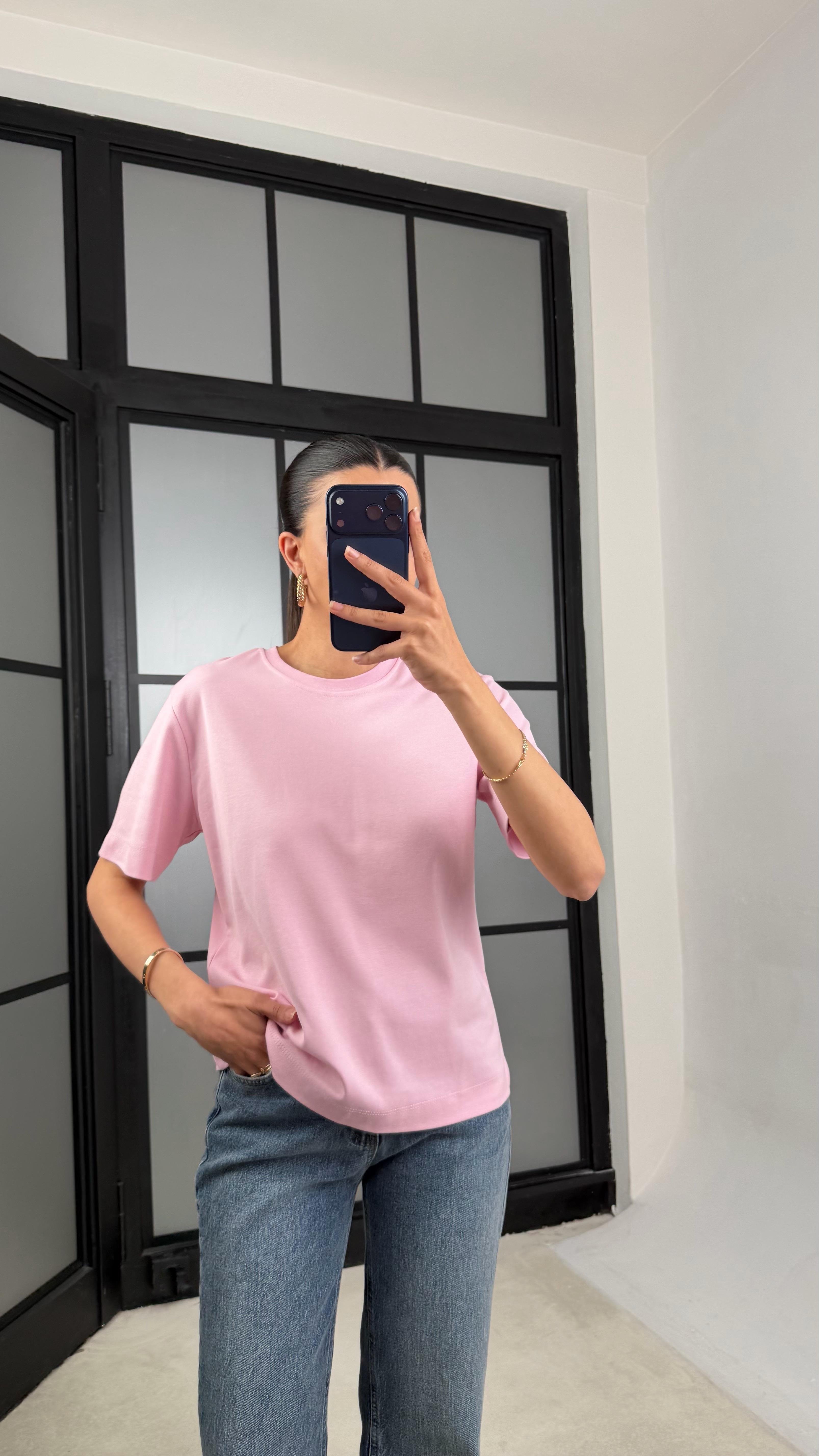 Pembe Kısa Kol Basic Tshirt GAUS-01417GAUSTshirtGAUS-01417