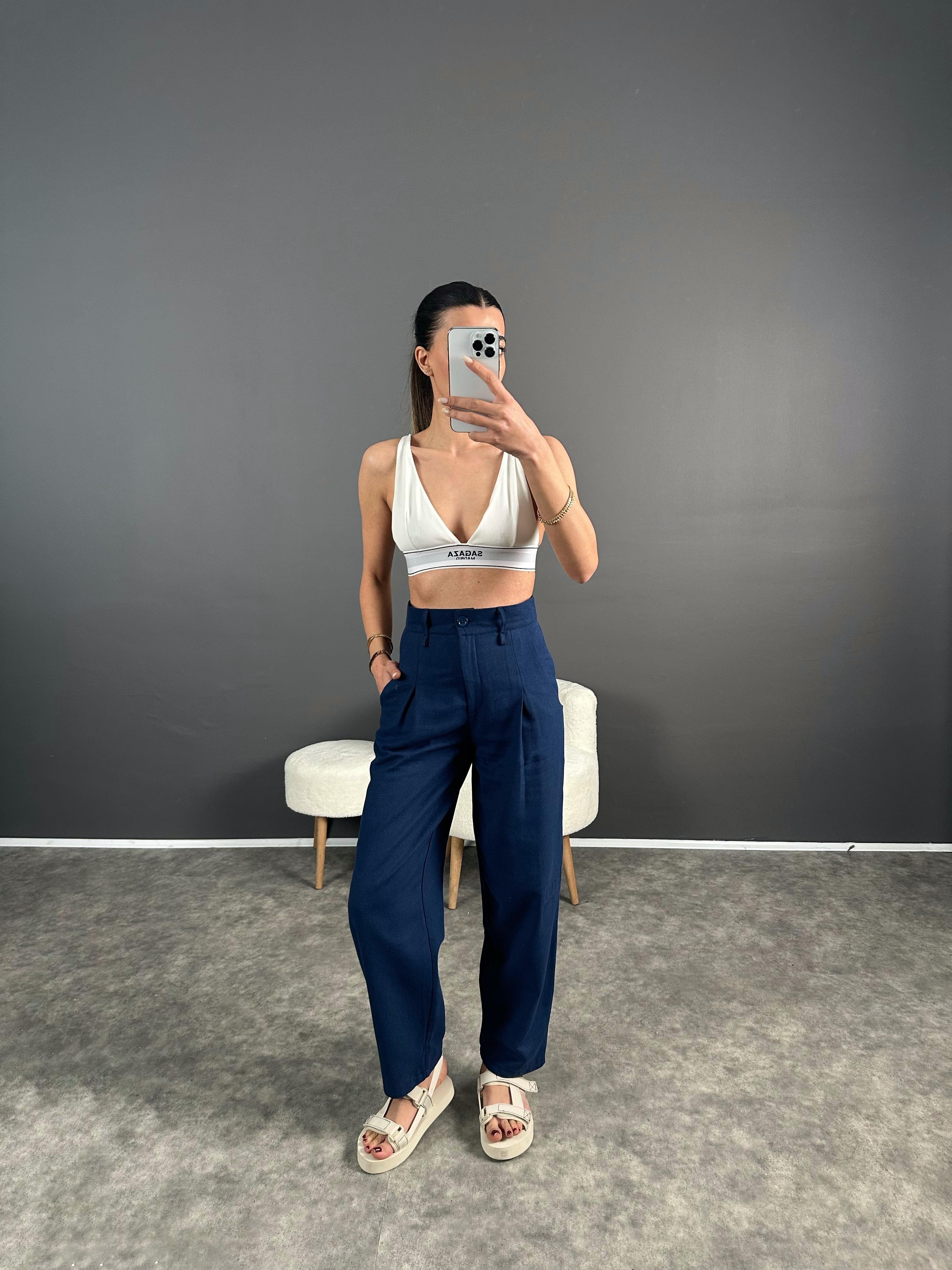 Lovas Lacivert Lux Kalite Keten Pantolon