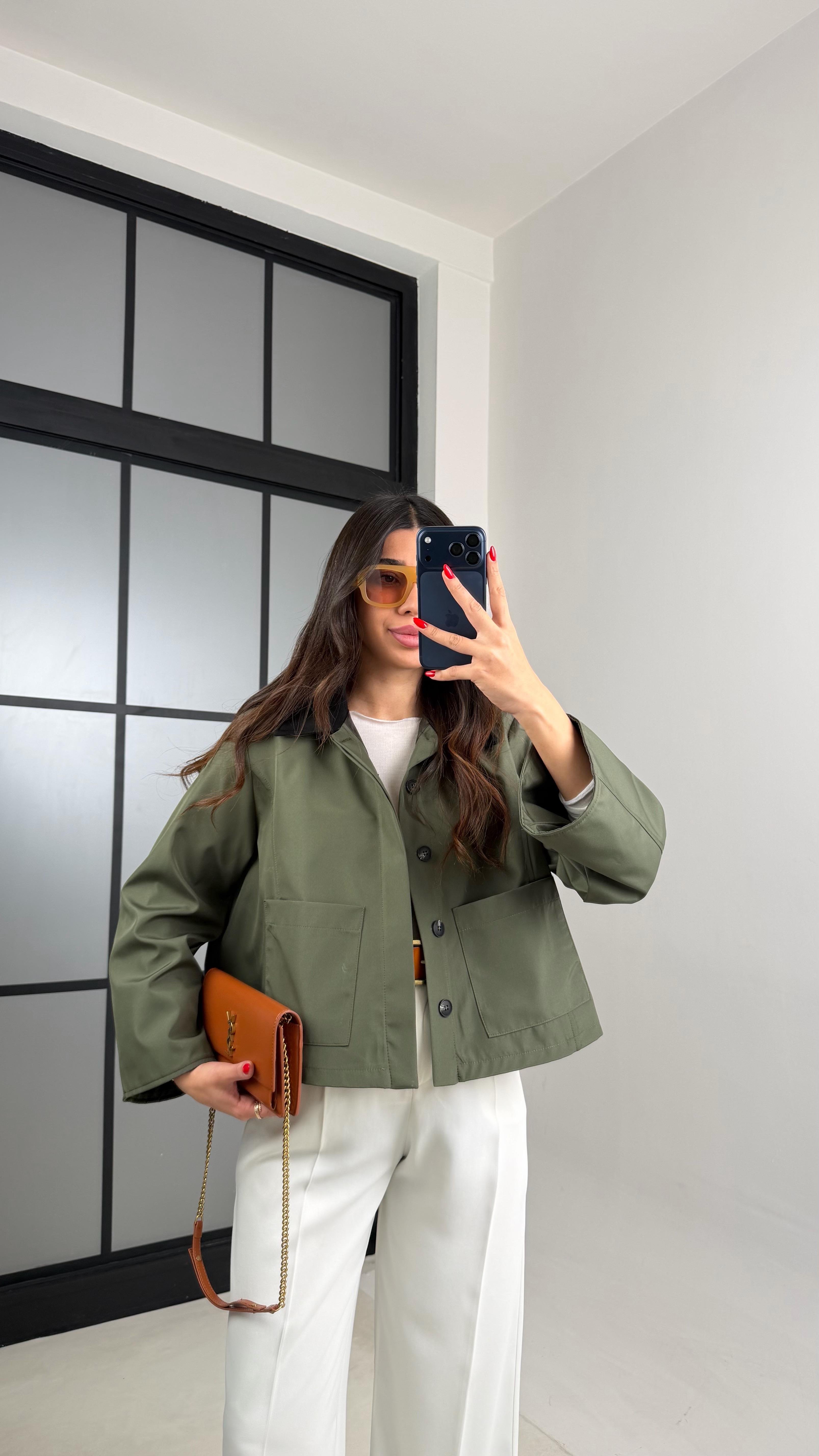 Haki Çıtçıt Düğmeli Astarlı Cepli Ceket GAUS-00913GAUSCEKETGAUS-00913