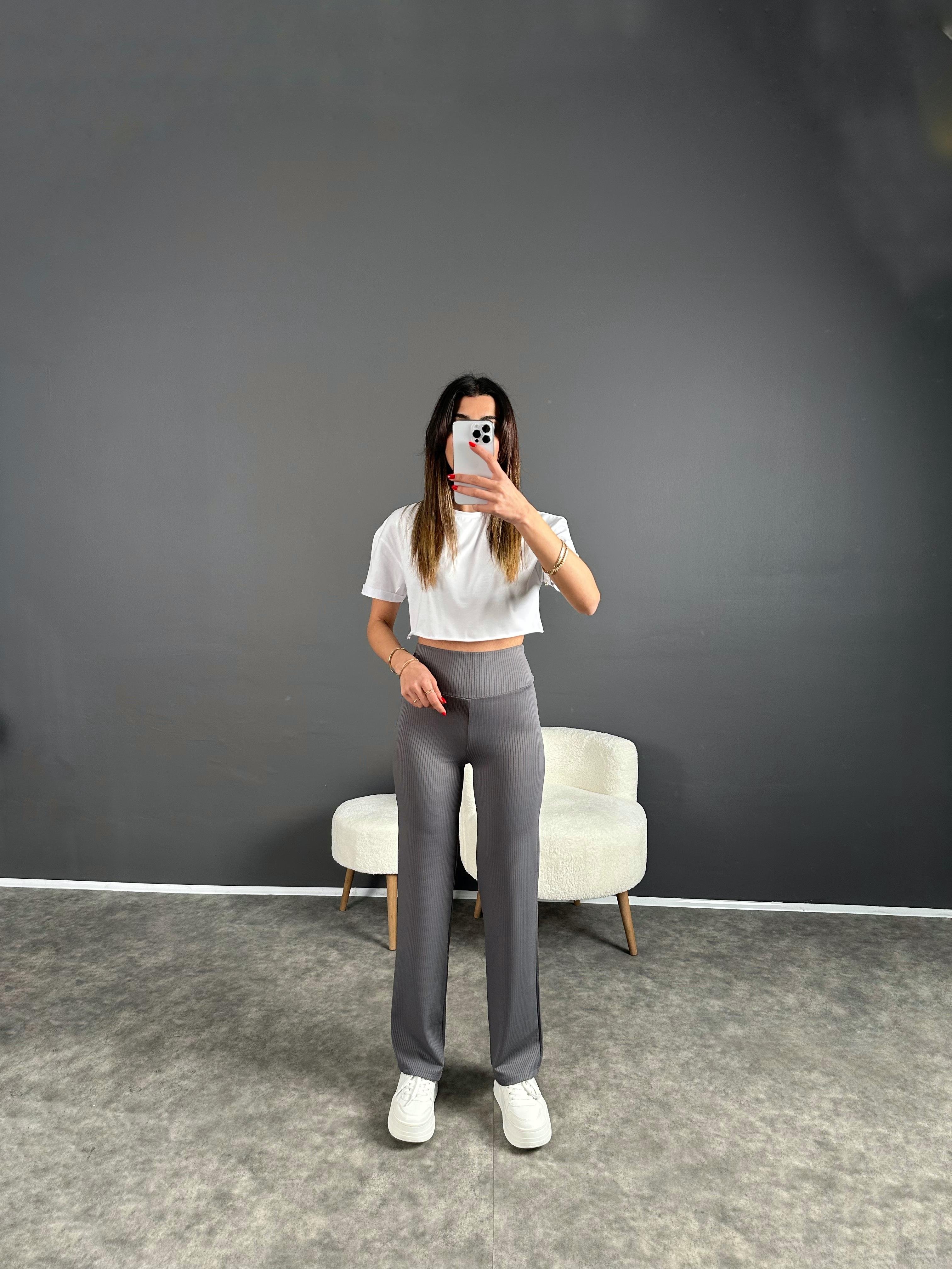 Oysh Baskılı Füme Fitilli PantolonGausPANTOLONGU004277