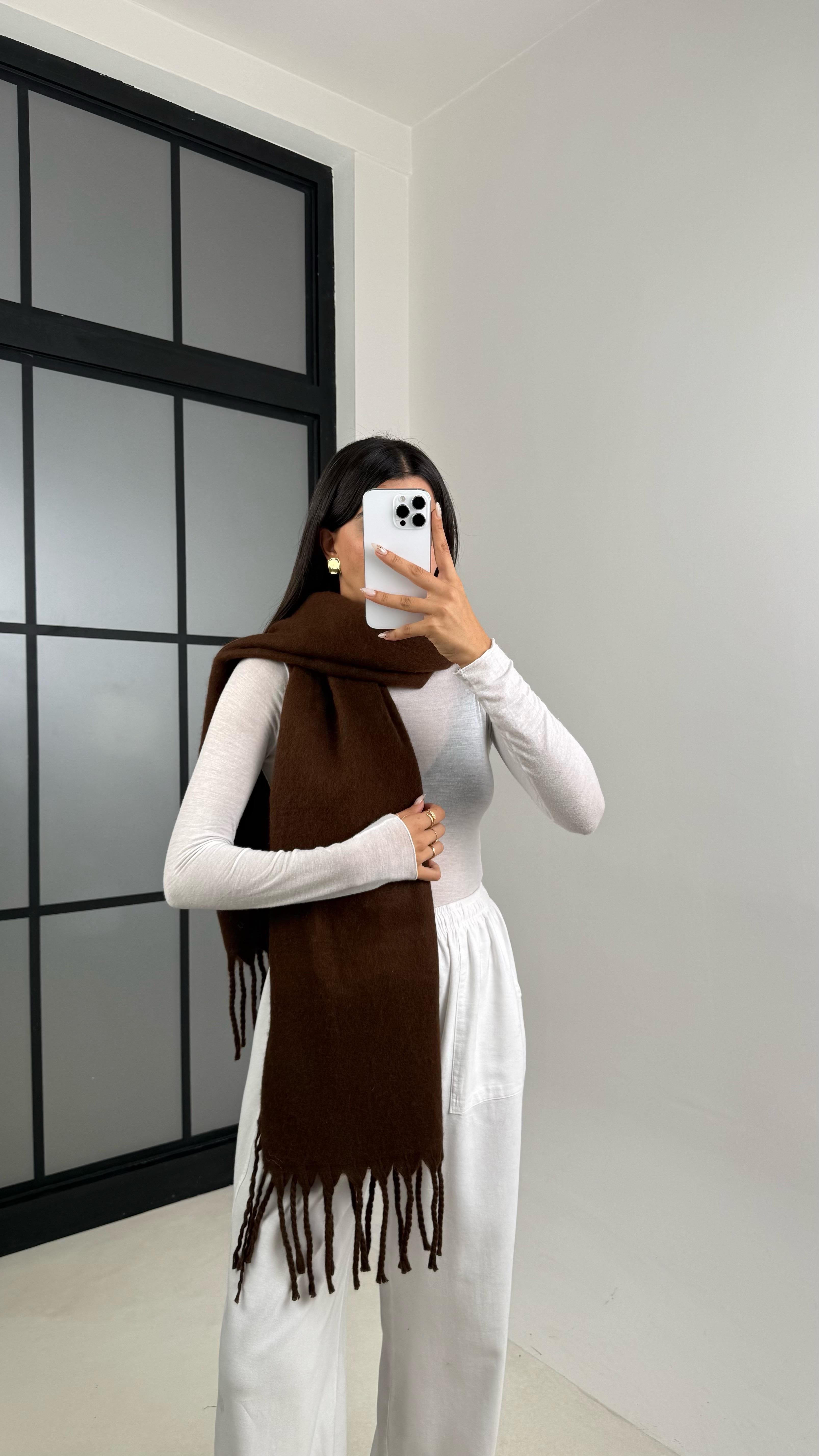 Kahve Saçaklı Atkı GAUS-00124GAUSالملابس العلوية  GAUS-00124