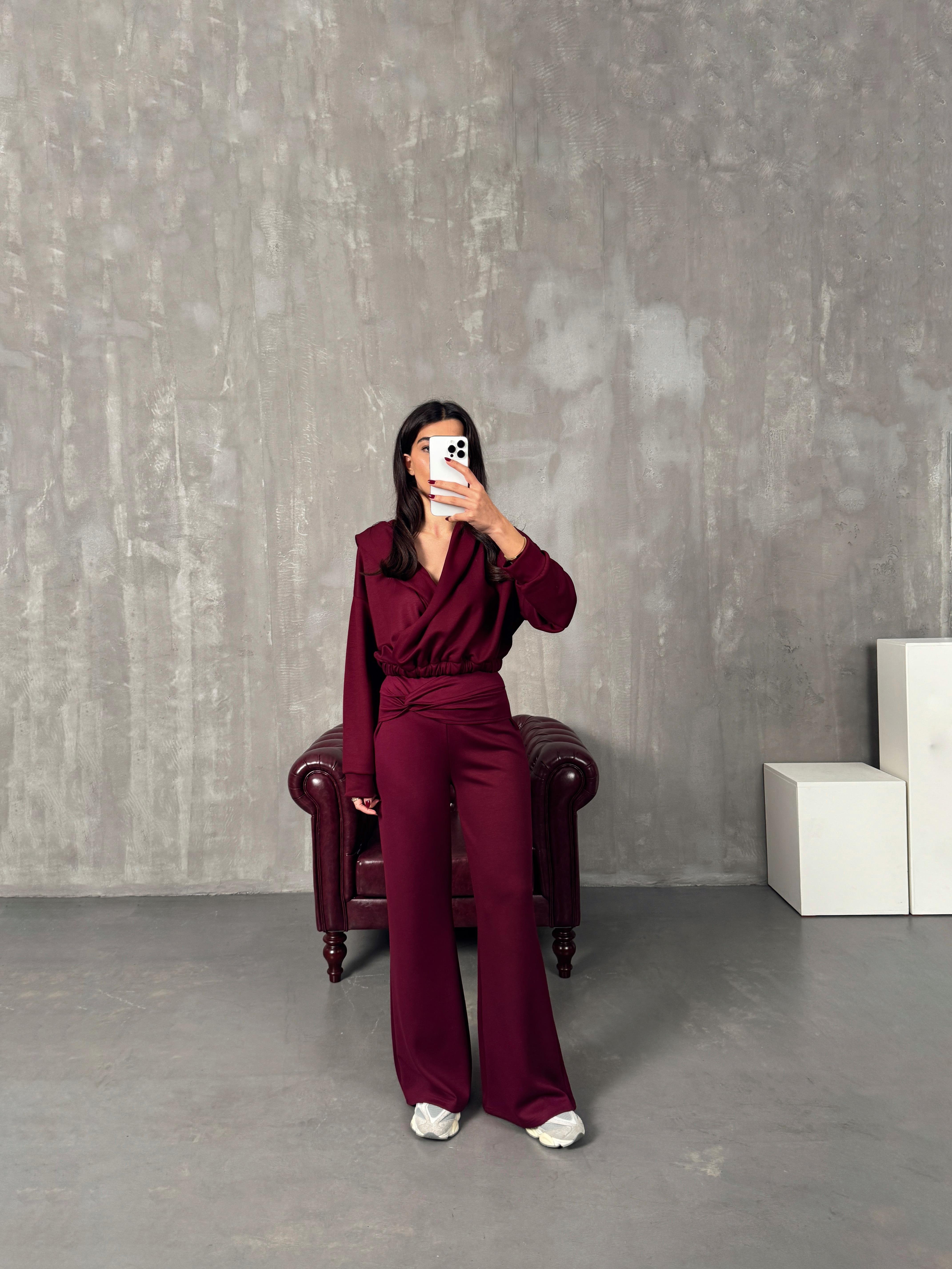 Galew Bordo Oys Modal Kumaş TakımGausTAKIMGU00904001