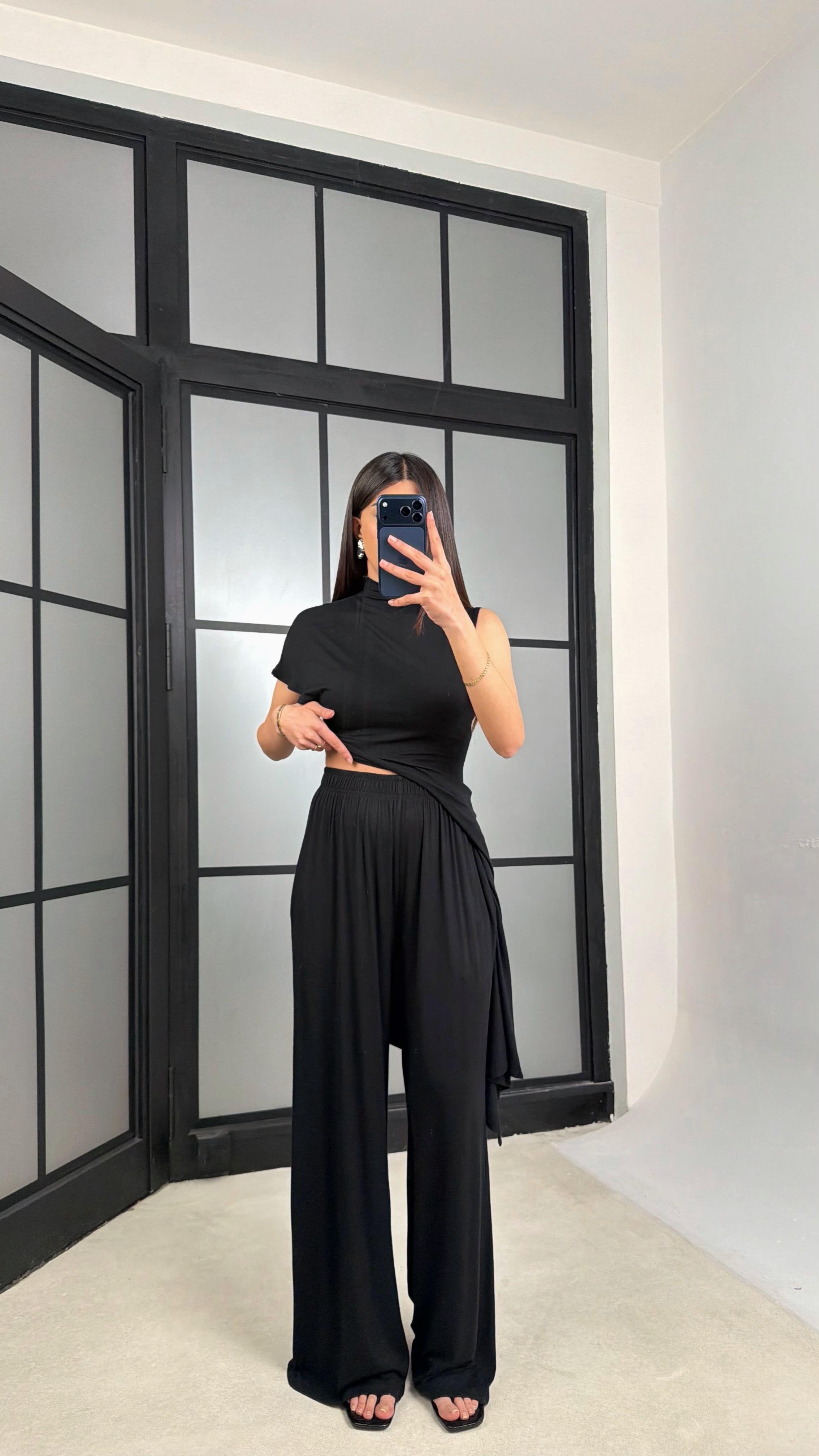 Siyah ZR Model Beli Lastikli Kaşmir Dokulu Pantolon GAUS-01356GAUSPANTOLONGAUS-01356