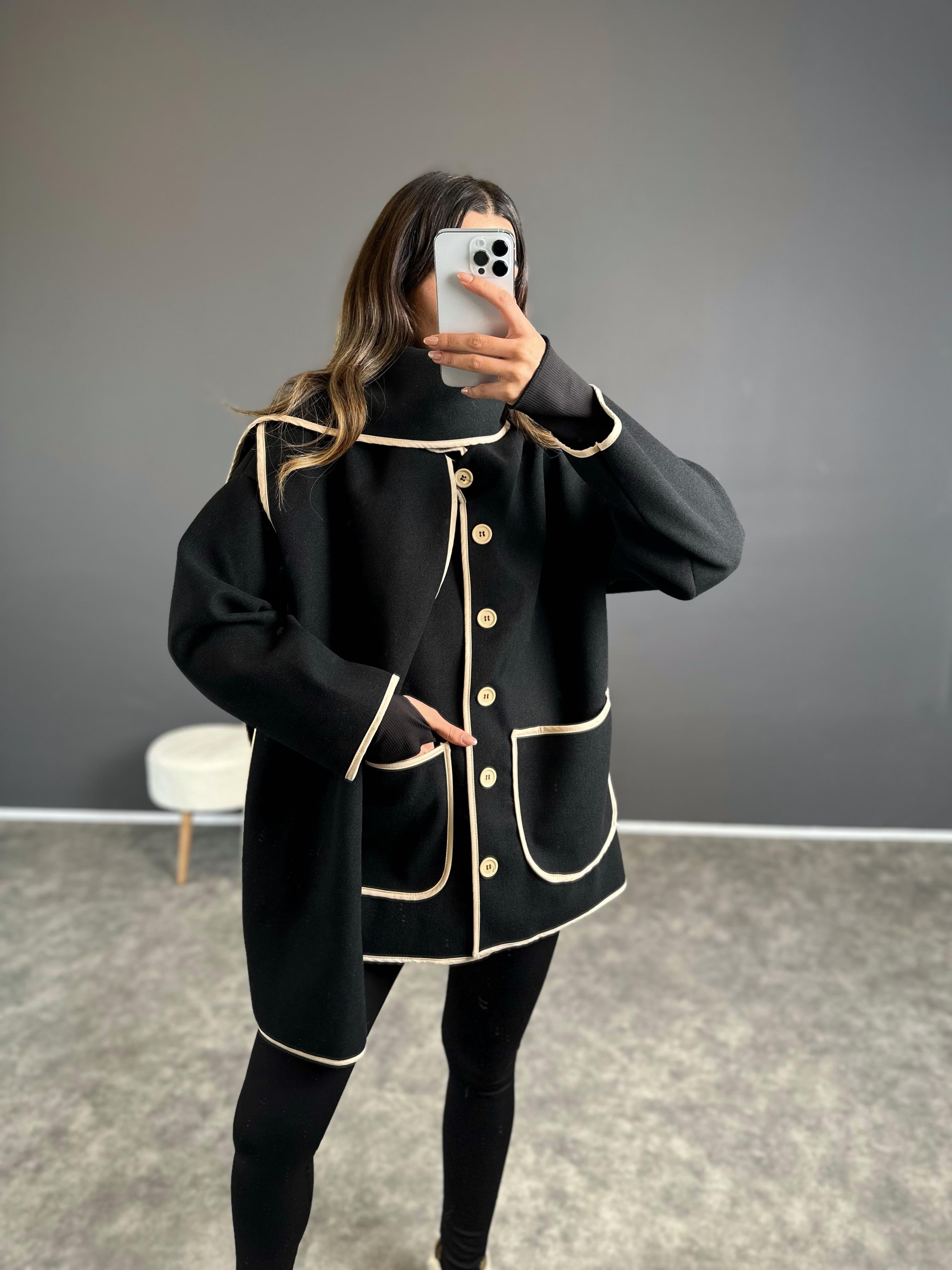 Siyah Pinterest Tasarım Ceket 