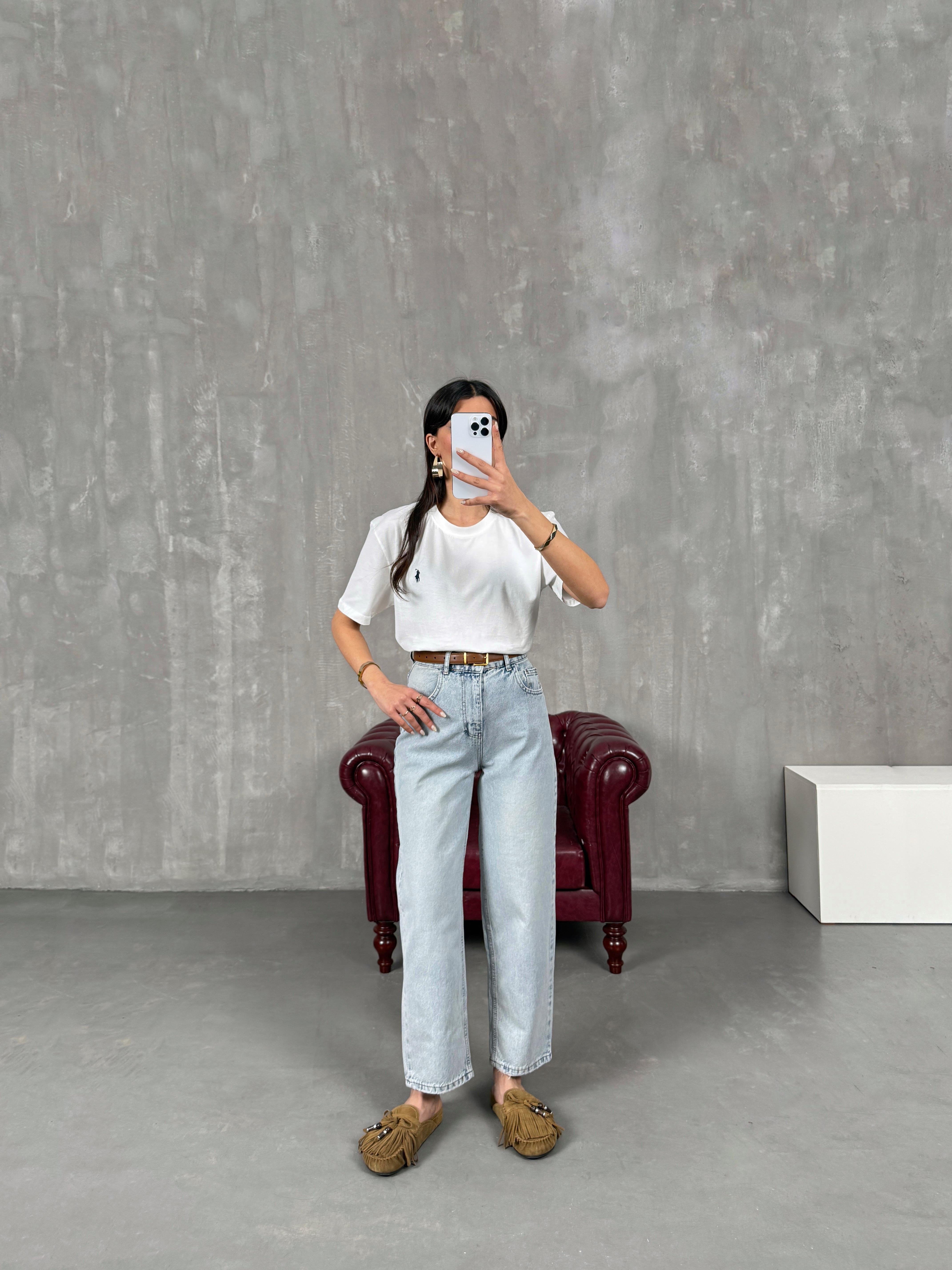 Ceremi Açık Mavi Mom Jean