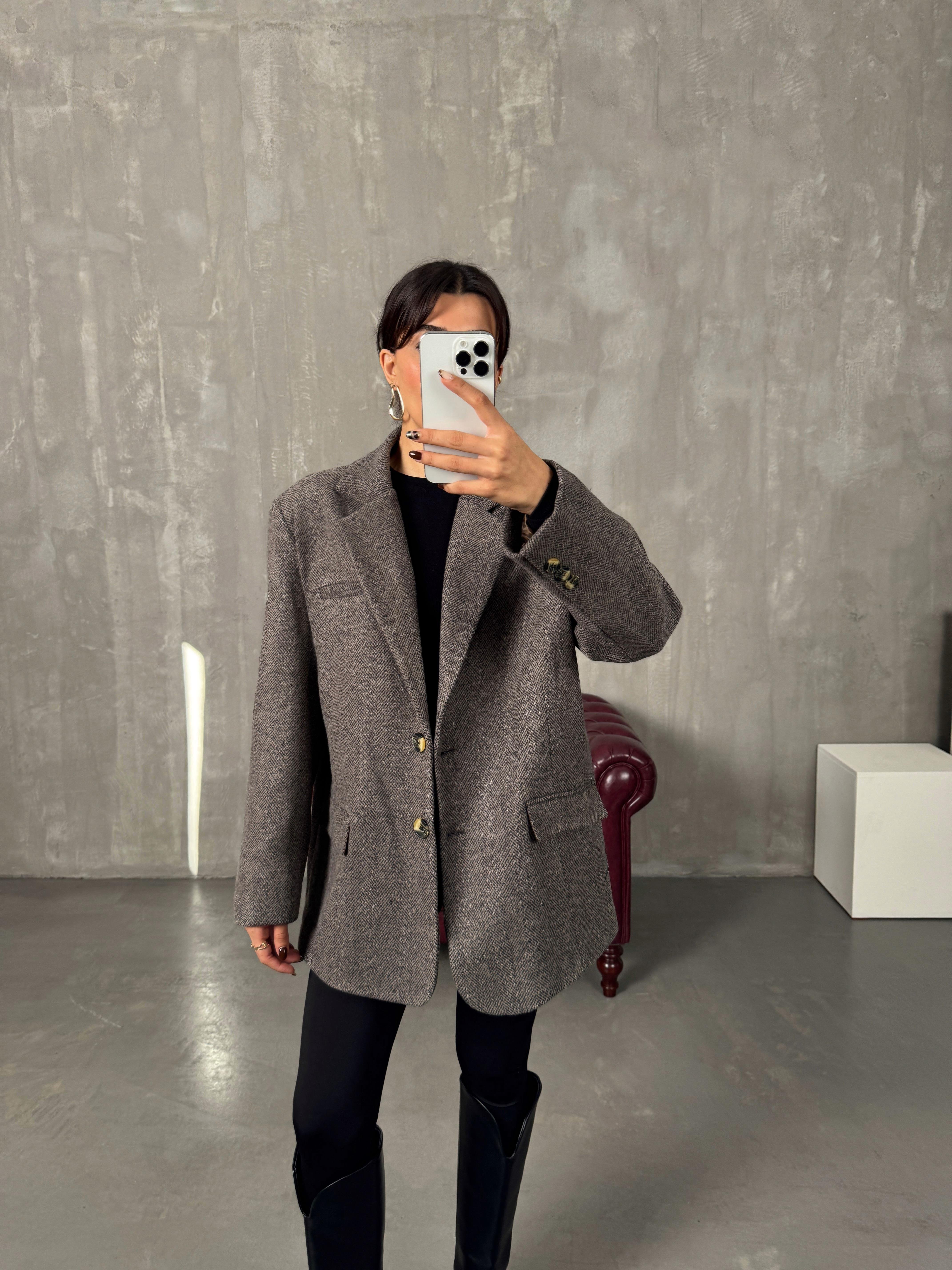 Dany Vizon Astarlı Kaşe Blazer Ceket