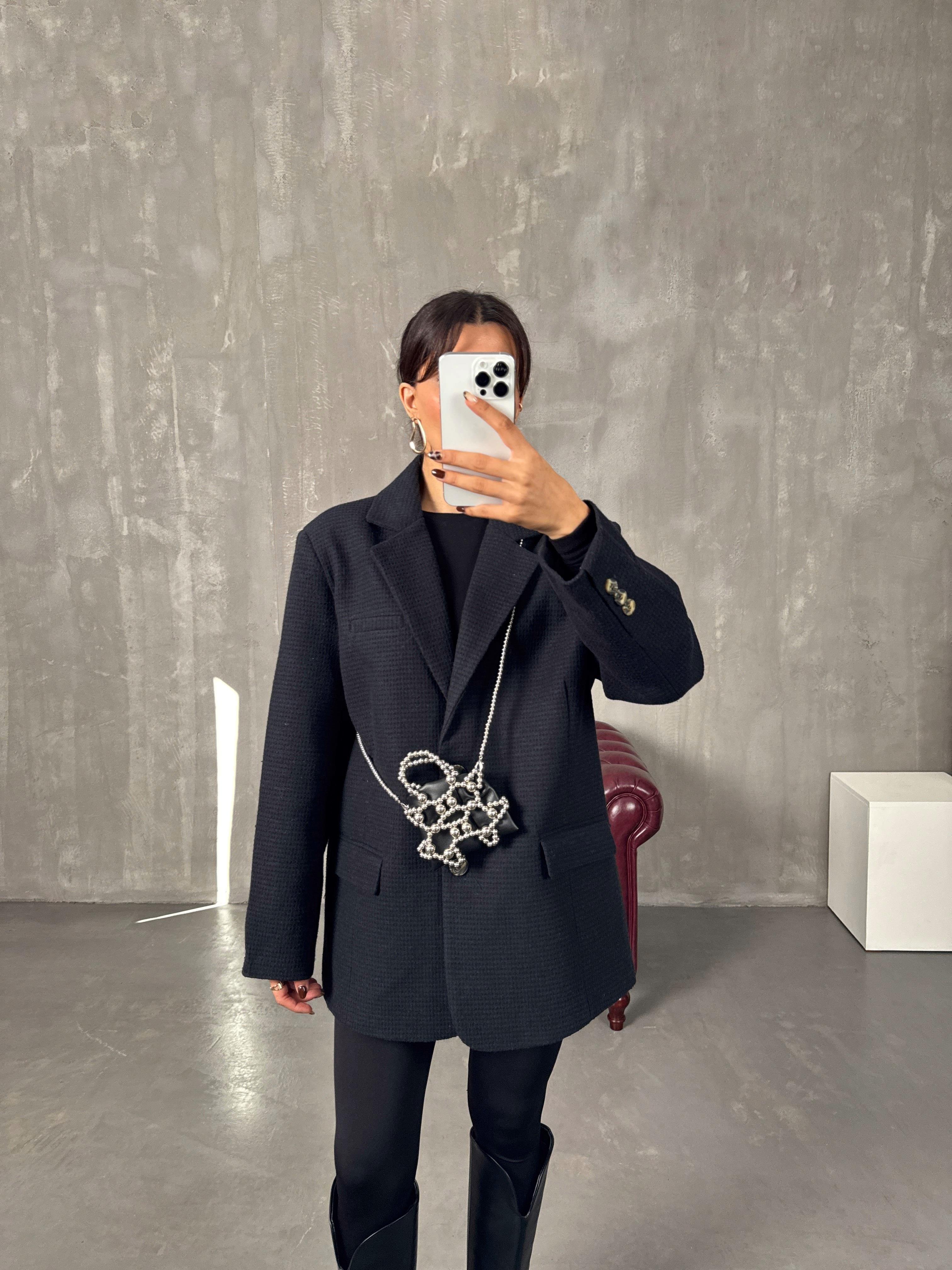 Dany Lacivert Astarlı Kaşe Blazer Ceket