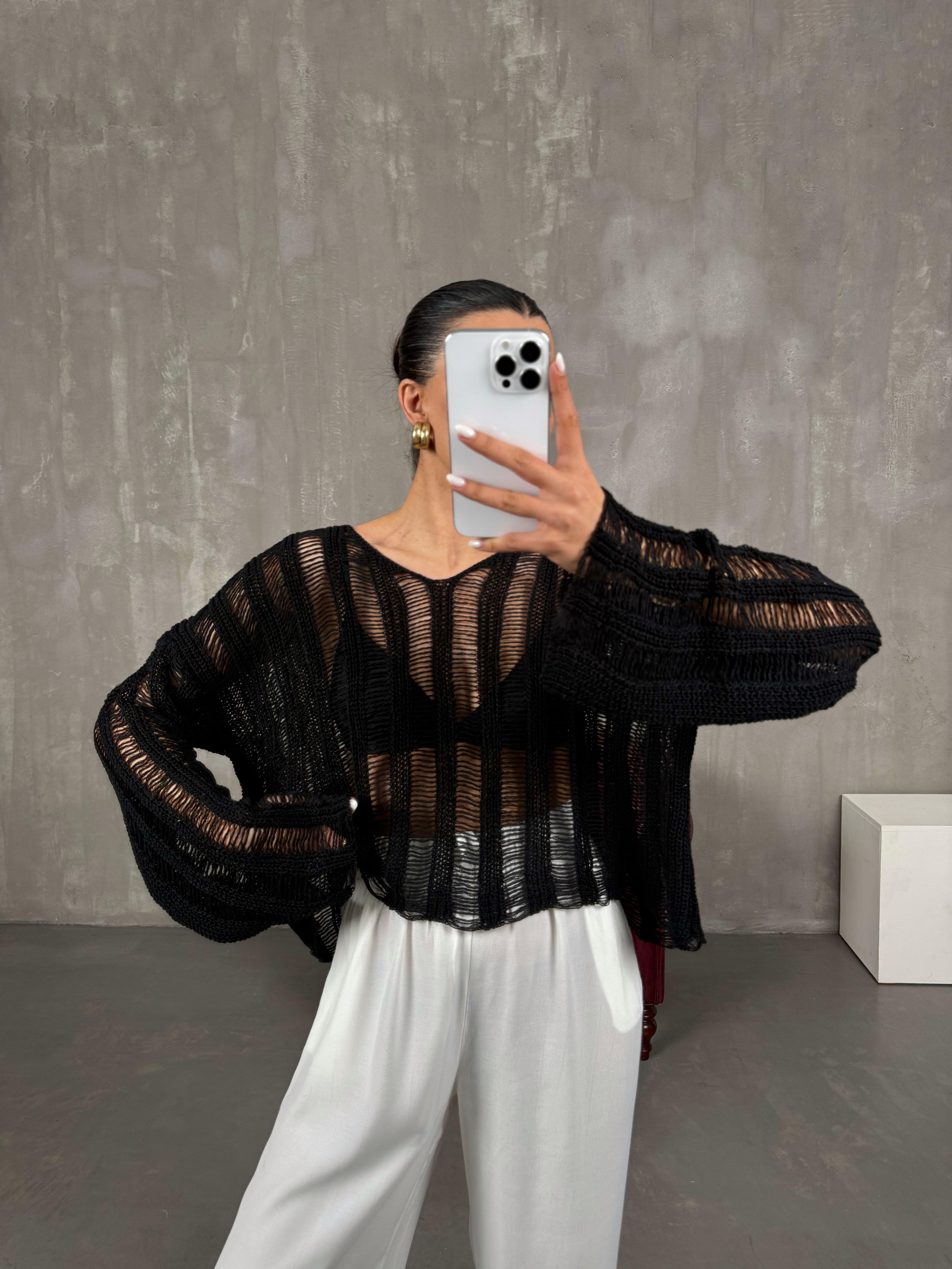 Siyah Ajurlu Triko Gaus00027GausTRİKOGU1001059