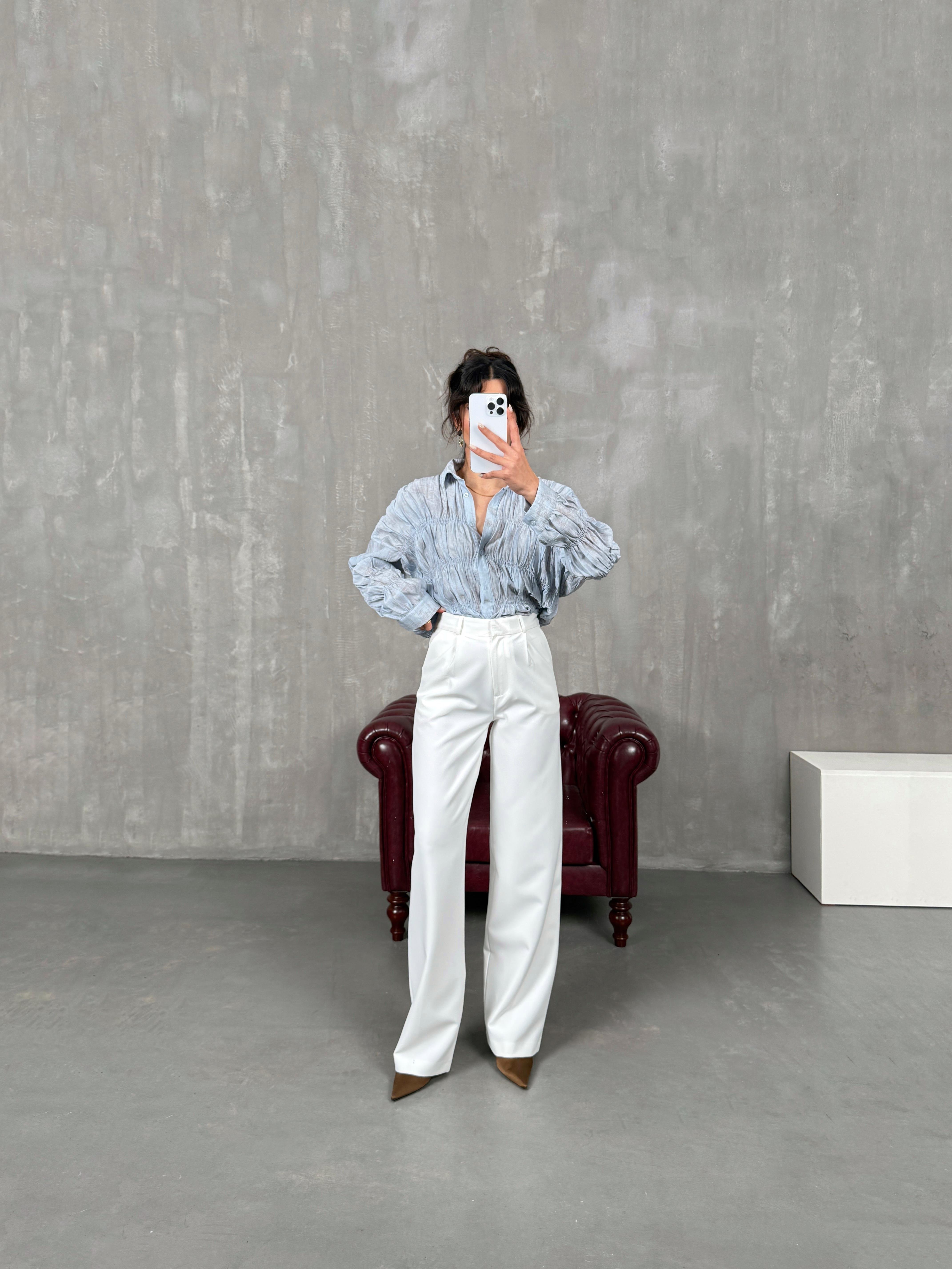 Tesa Beyaz Palazzo Pantolon