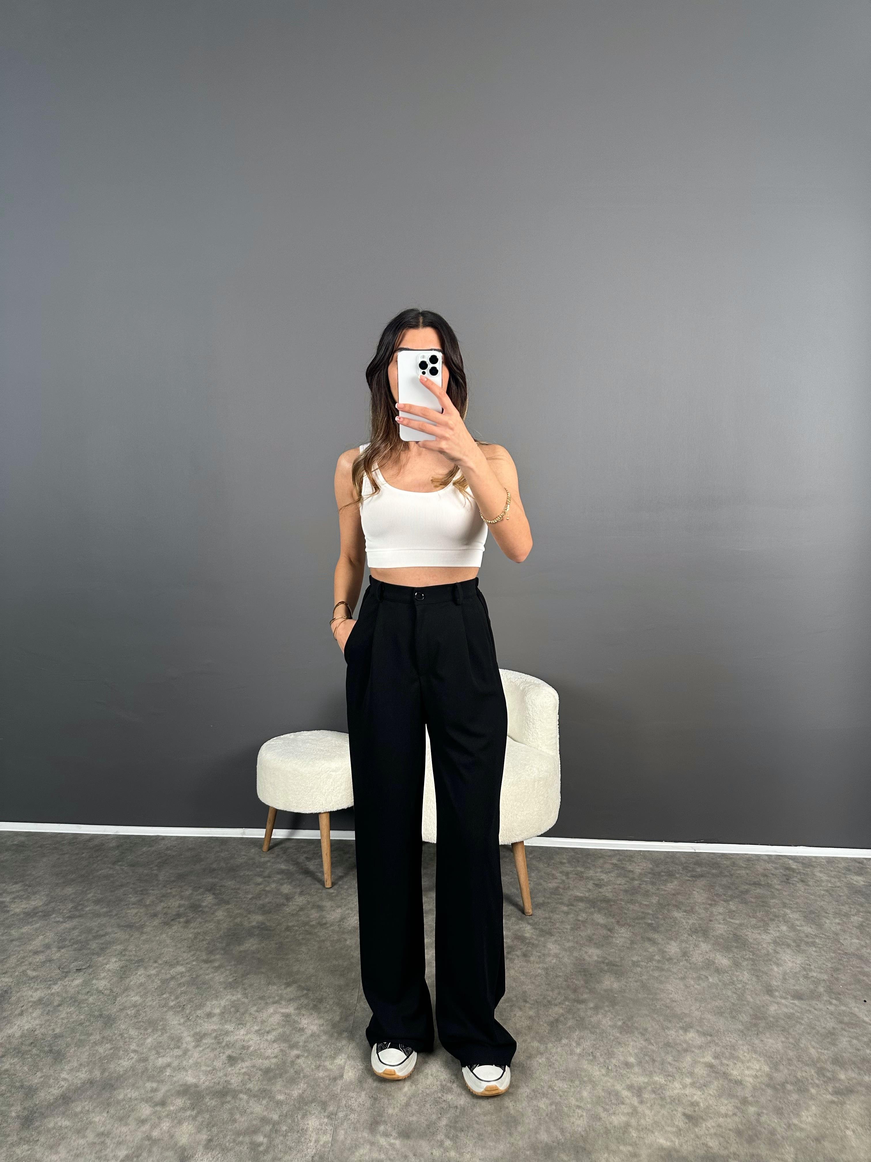 Bera Siyah Beli Lastikli Palazzo Pantolon GausPANTOLONGU004592