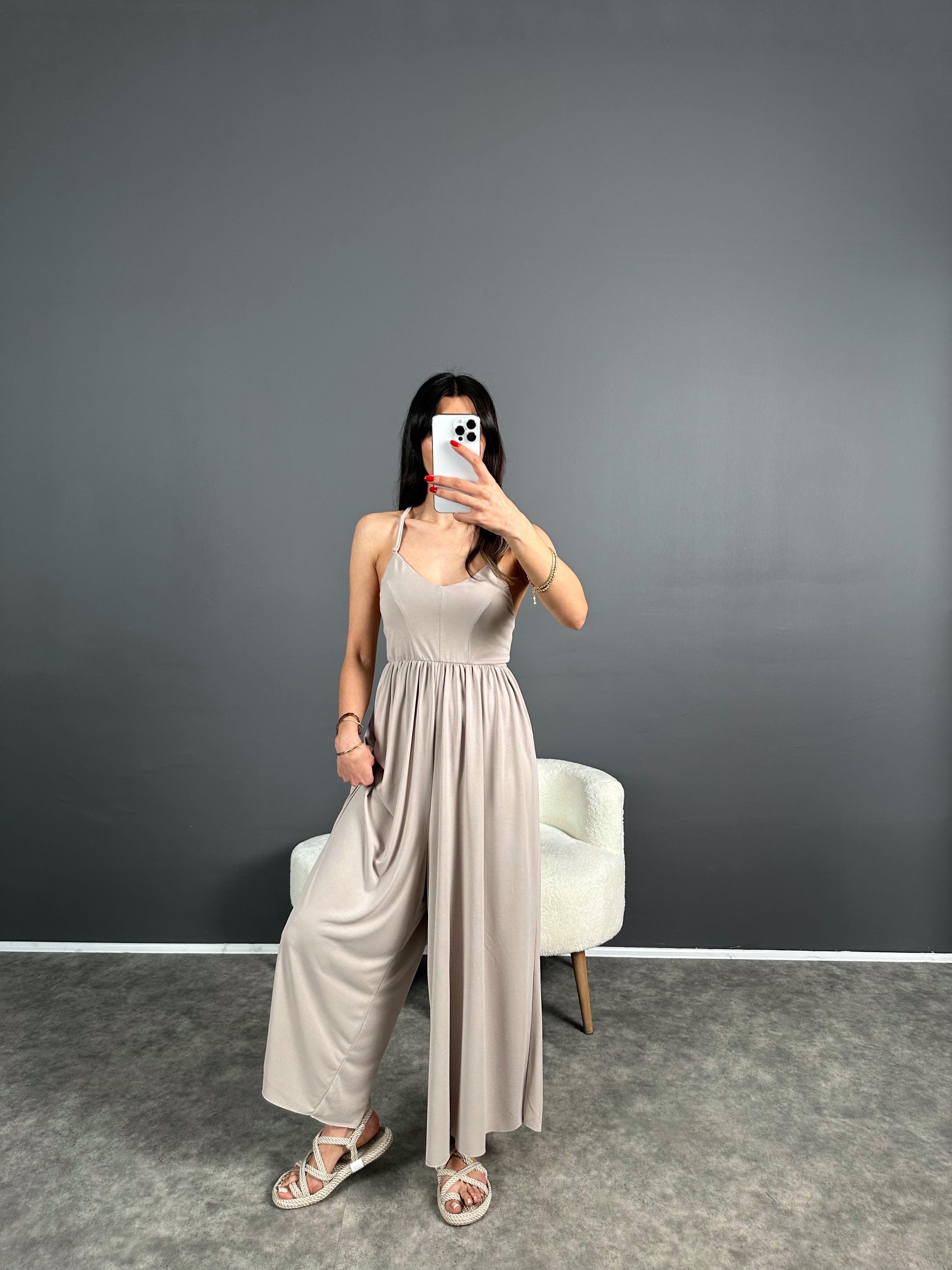 Valona Premium Bej Modal Kumaş TulumGausTULUMGU007071