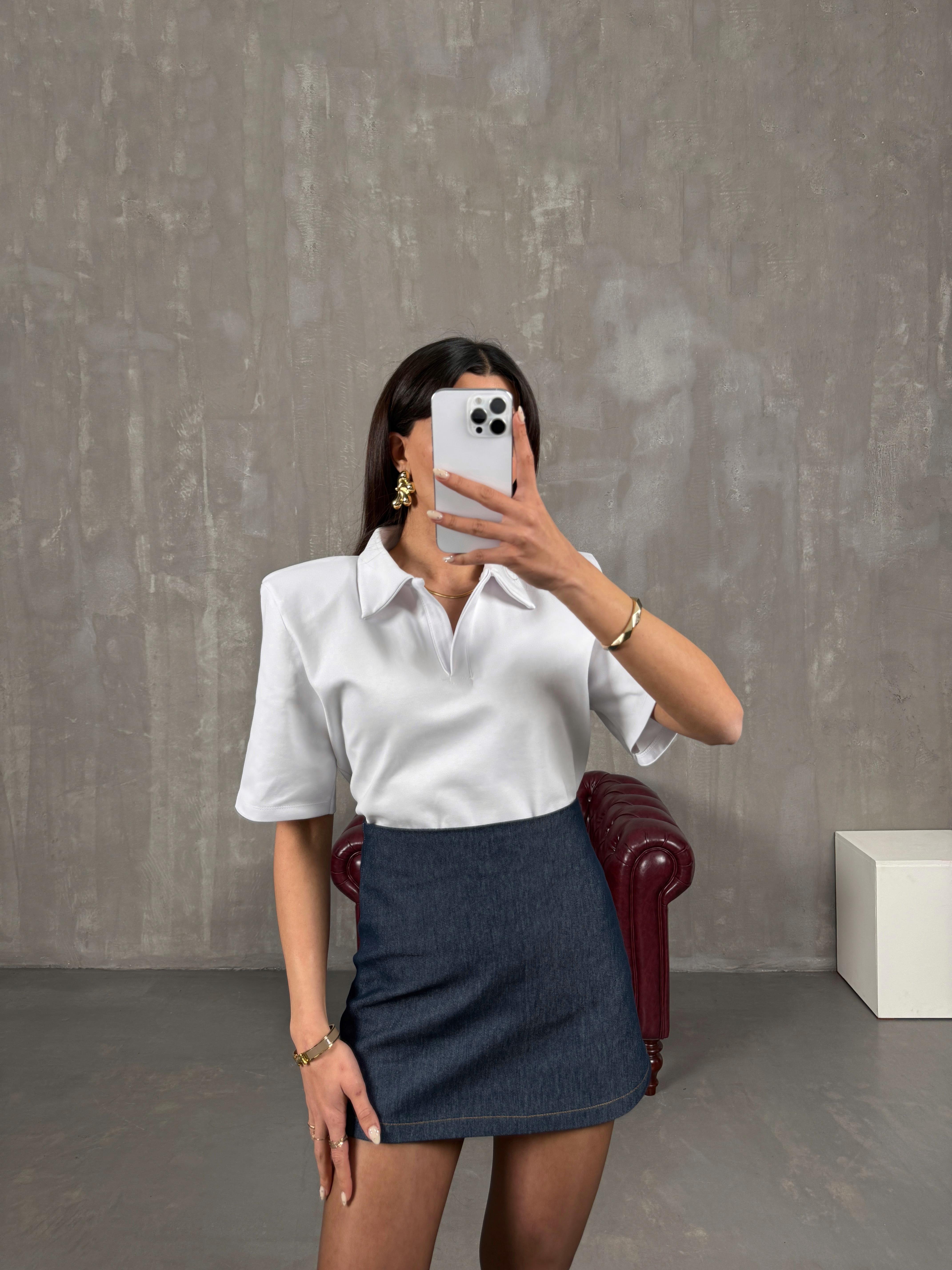 Pola Beyaz Büyük Vatkalı Polo Yaka TshirtGausTSHIRTGU100643