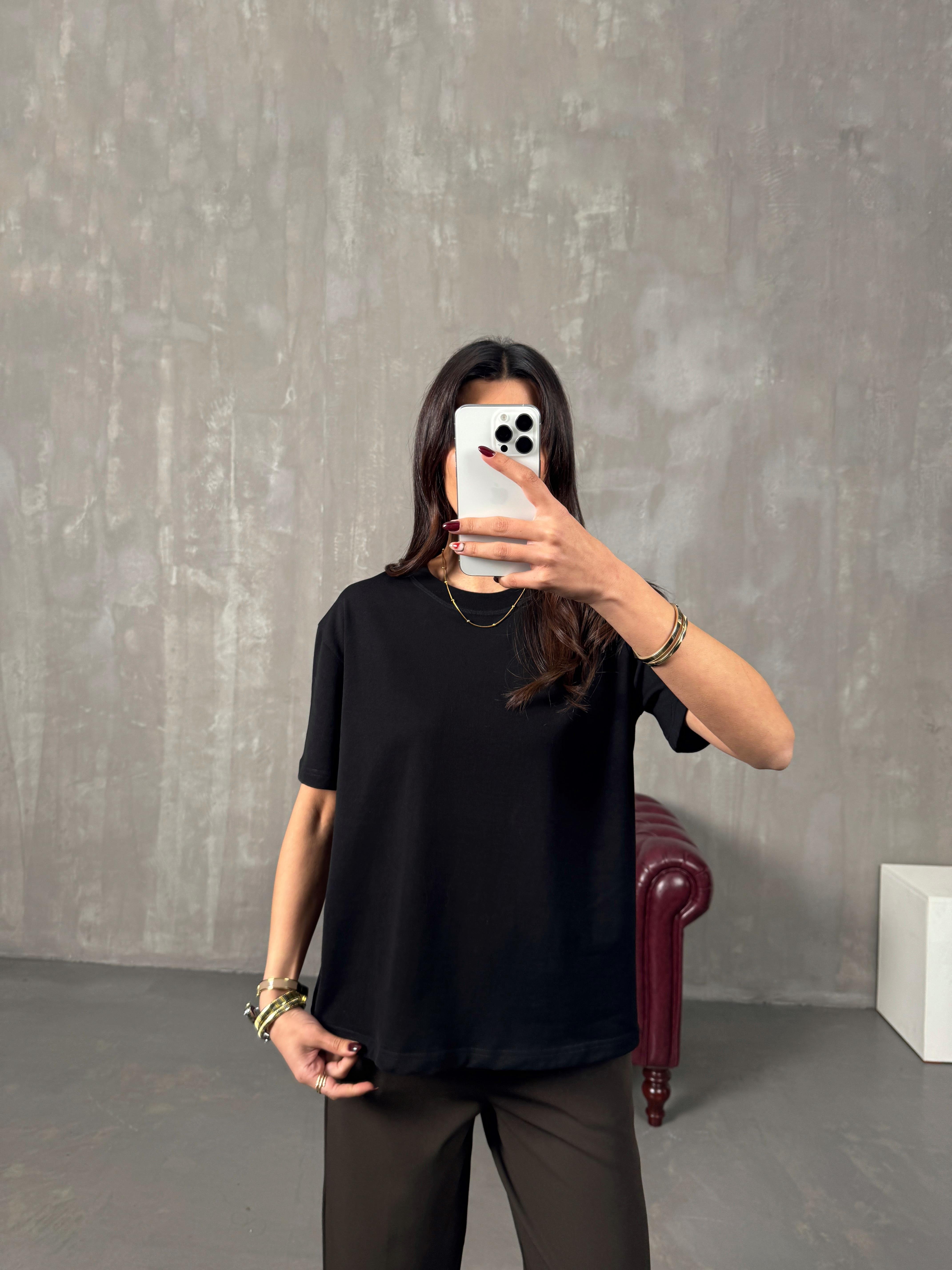 Tifi Siyah Bisiklet Yaka Basic TshirtGausTSHIRTGU00904377