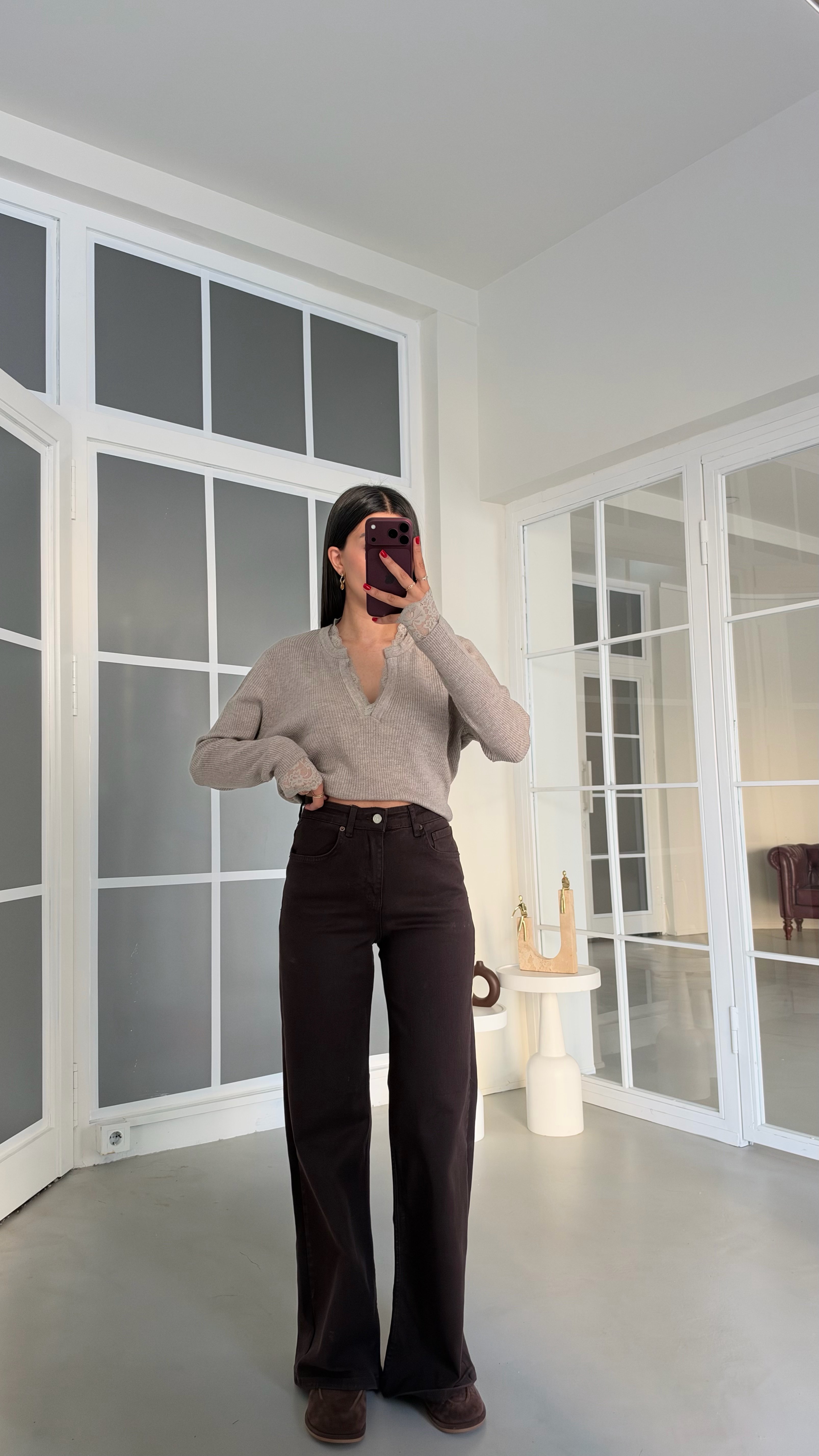 Acı Kahve MD Muadil Geniş Paçalı Jean GAUS-02081GAUSDENİM PANTOLONGAUS-02081