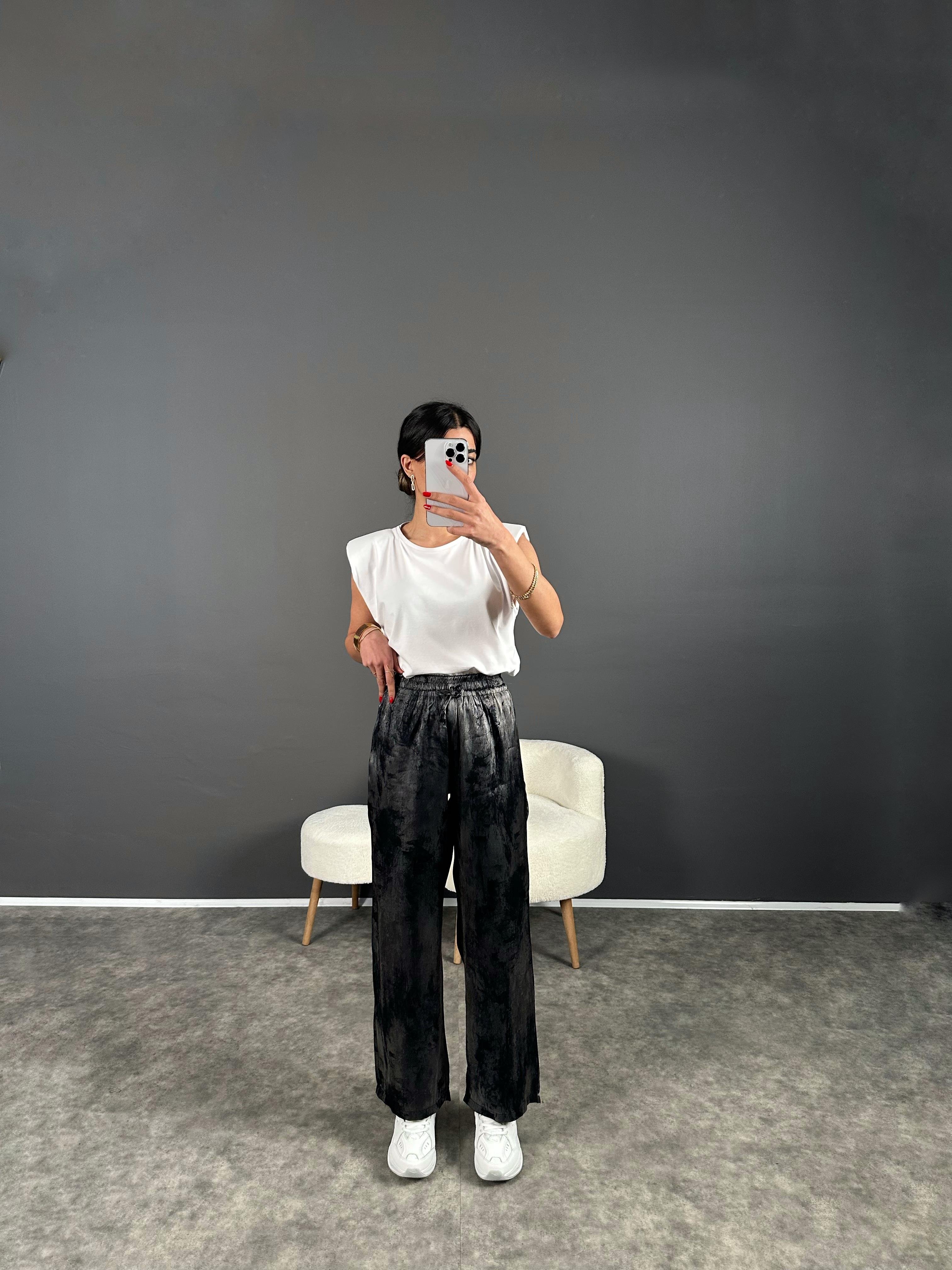 Armes Antrasit Leoparlı Parlak Saten Pantolon