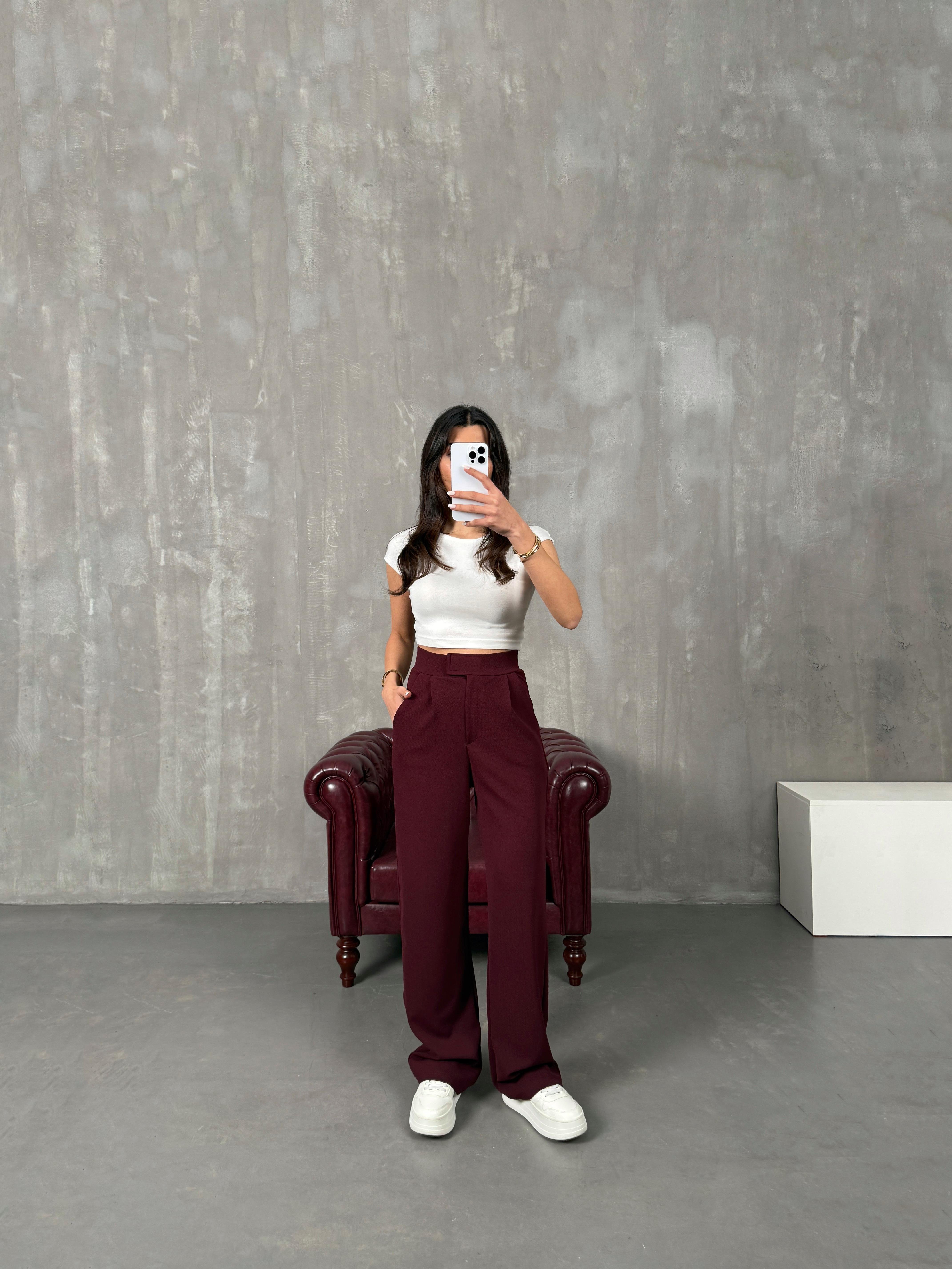 Sasa Bordo Çıtçıt Detaylı Pantolon