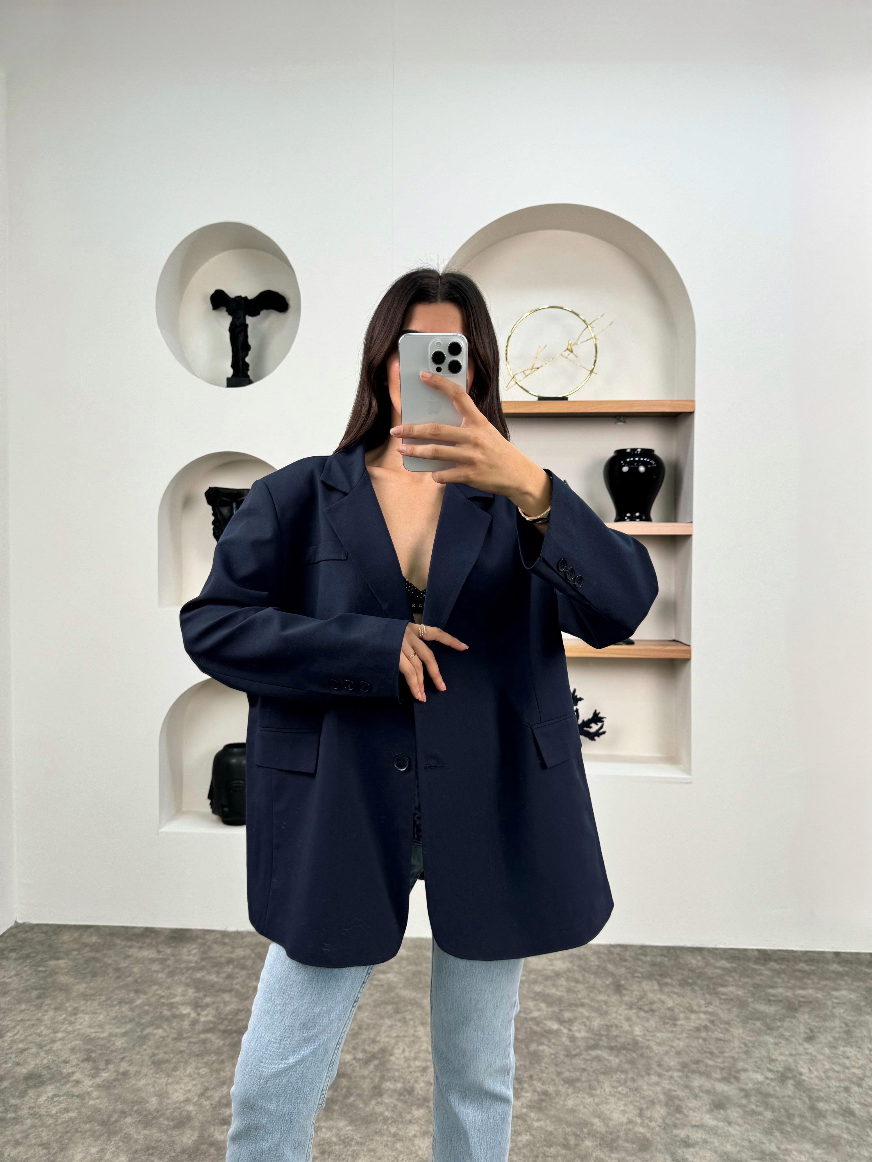 Pecho Lacivert Astarlı Blazer Ceket