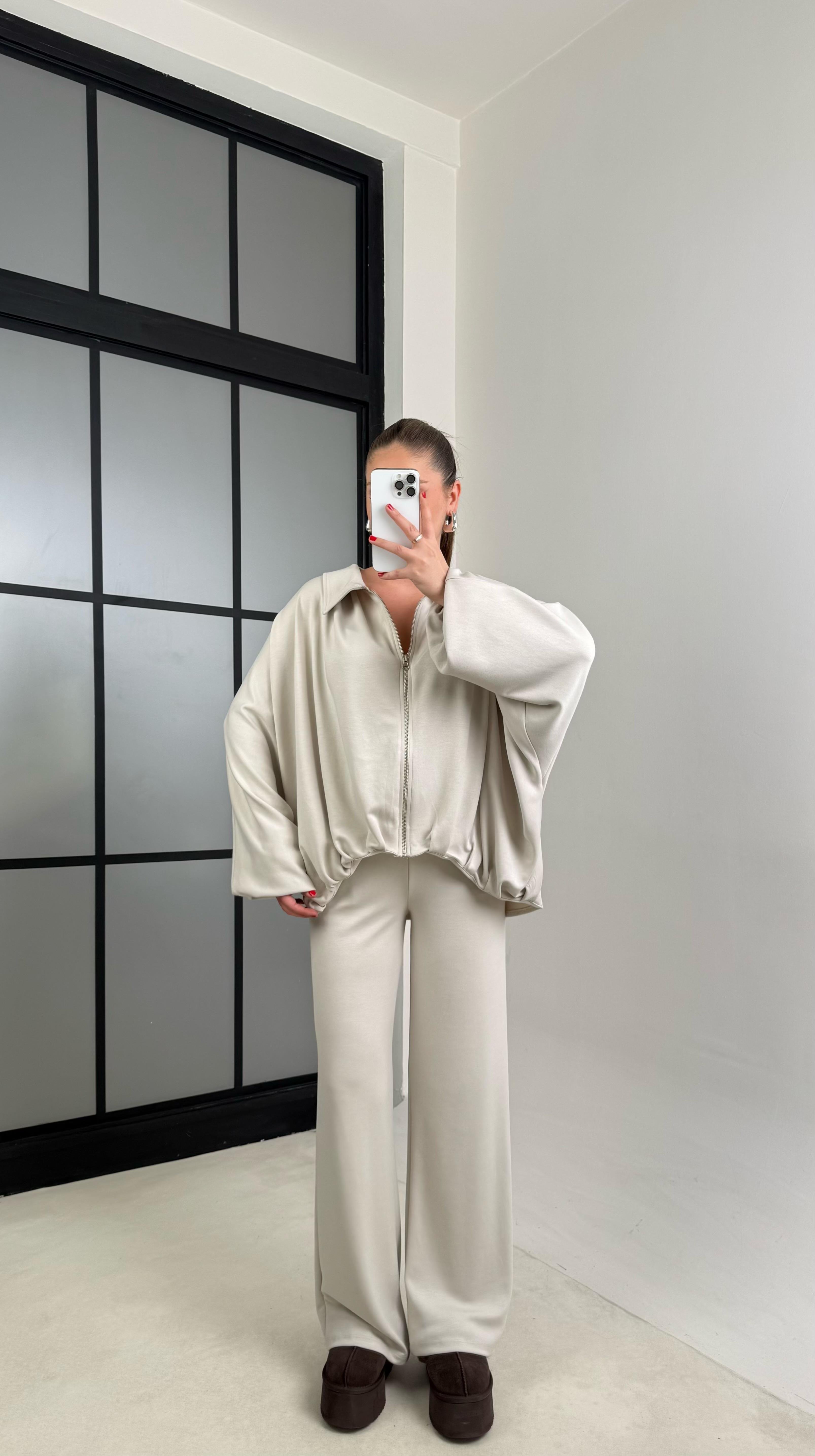 Taş Bomber Hırka Beli Lastikli Pantolon İkili Takım GAUS-00556GAUSTAKIMGAUS-00556