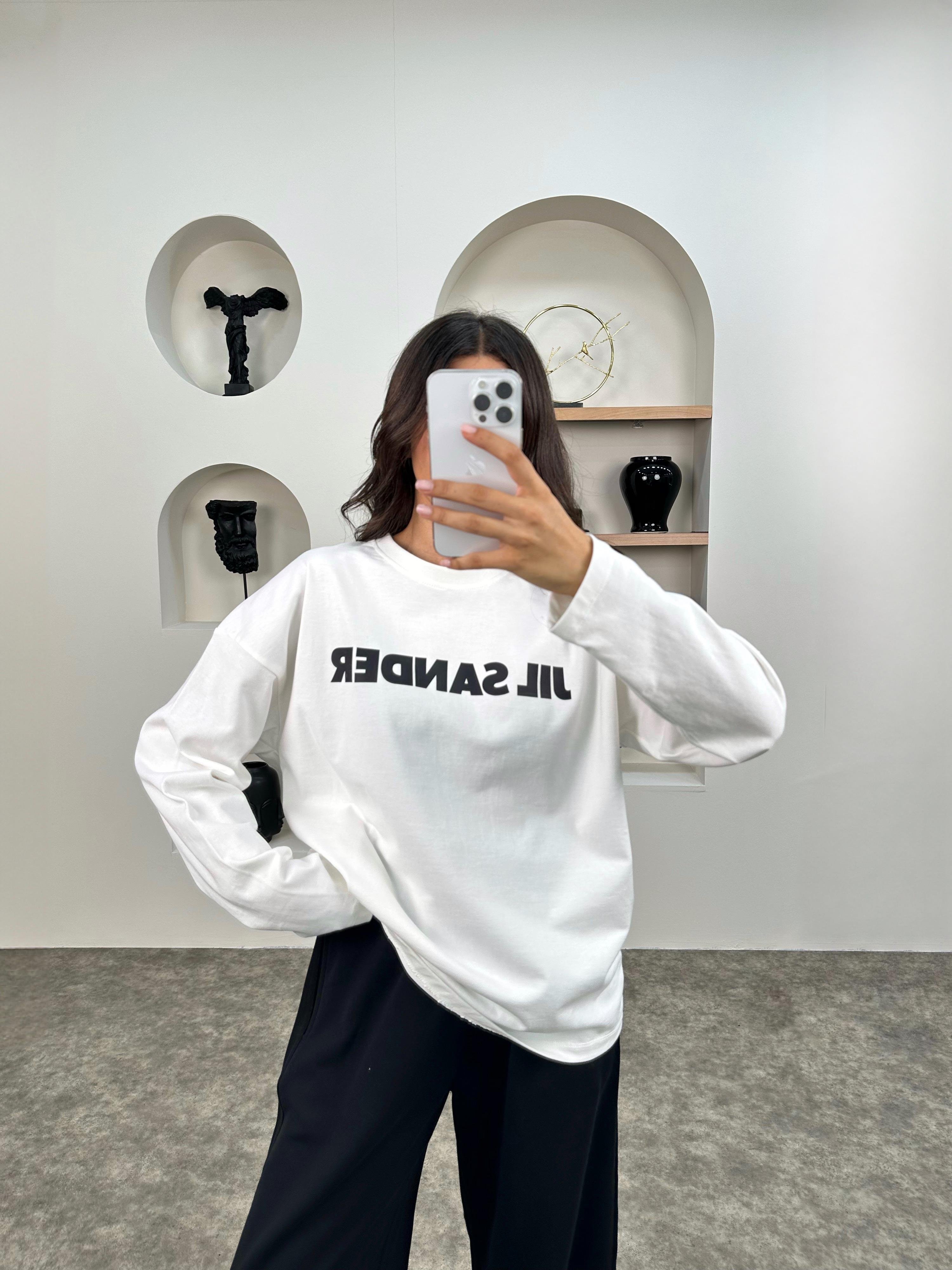 JS Beyaz Bisiklet Yaka SweatshirtGausSWEATSHIRTGU008939