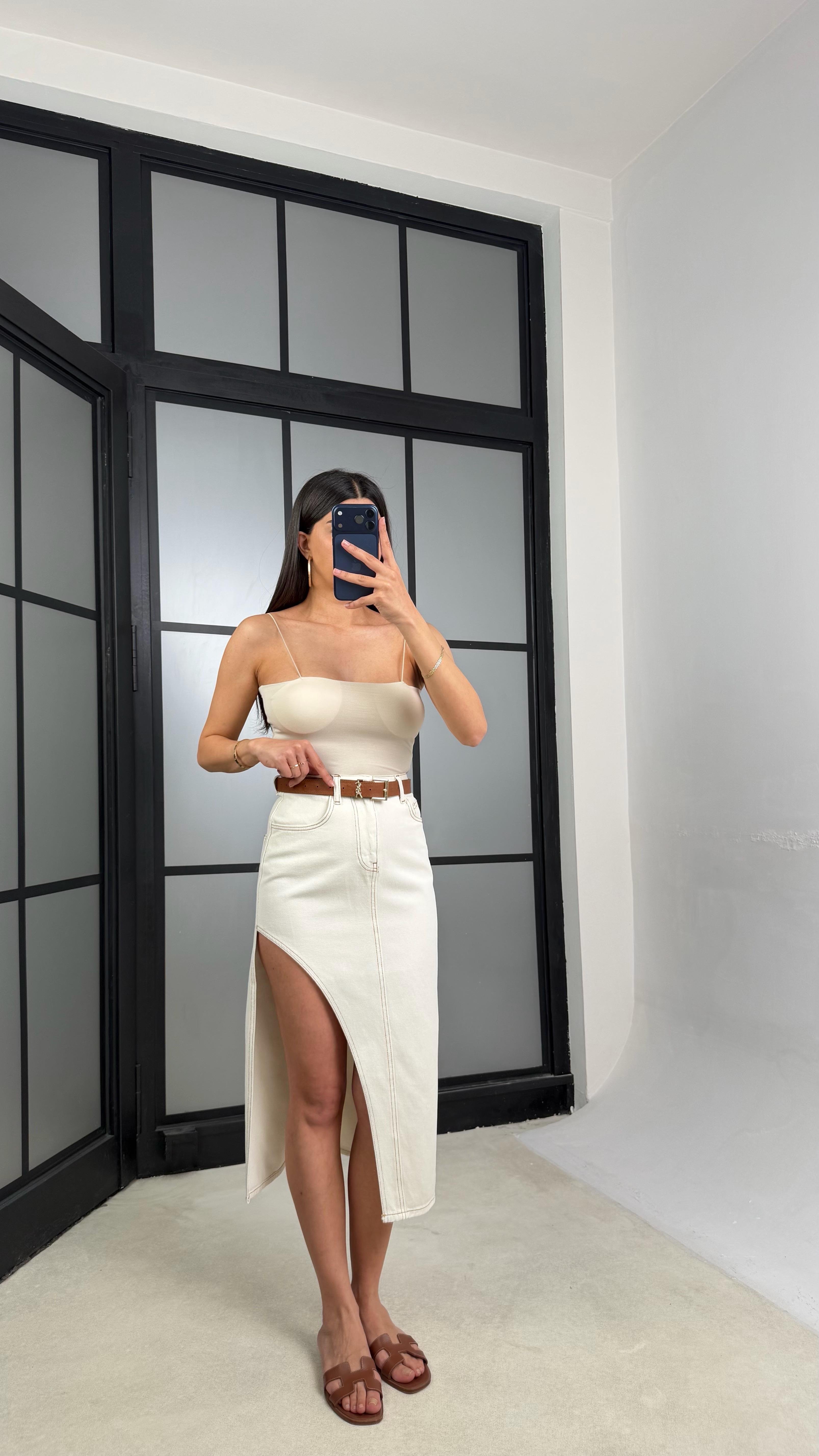 Kemik Yırtmaçlı Denim Etek GAUS-01314GAUSETEKGAUS-01314
