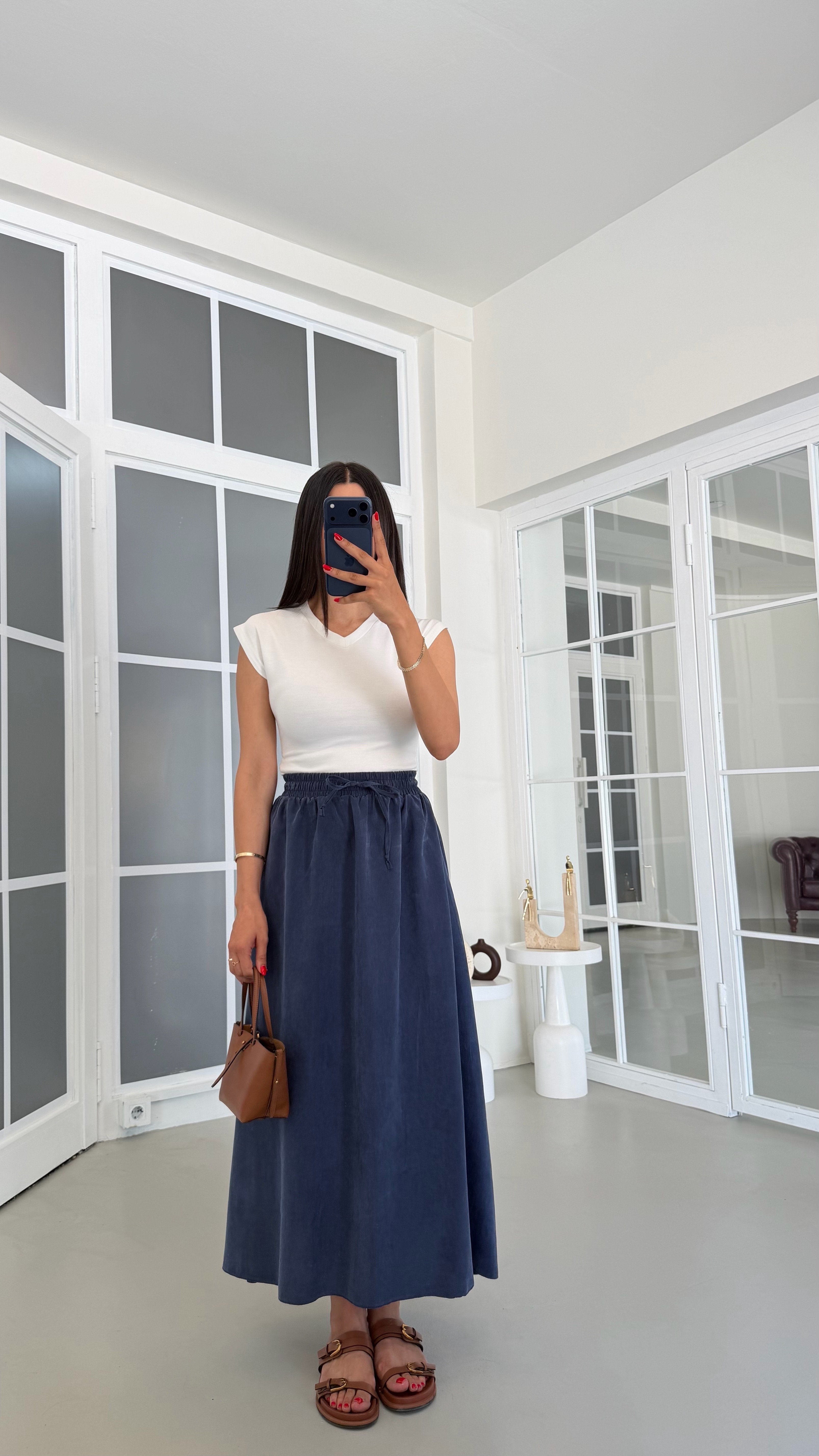 Lacivert MD Muadil Tencel Etek GAUS-01847GAUSSkirtGAUS-01847