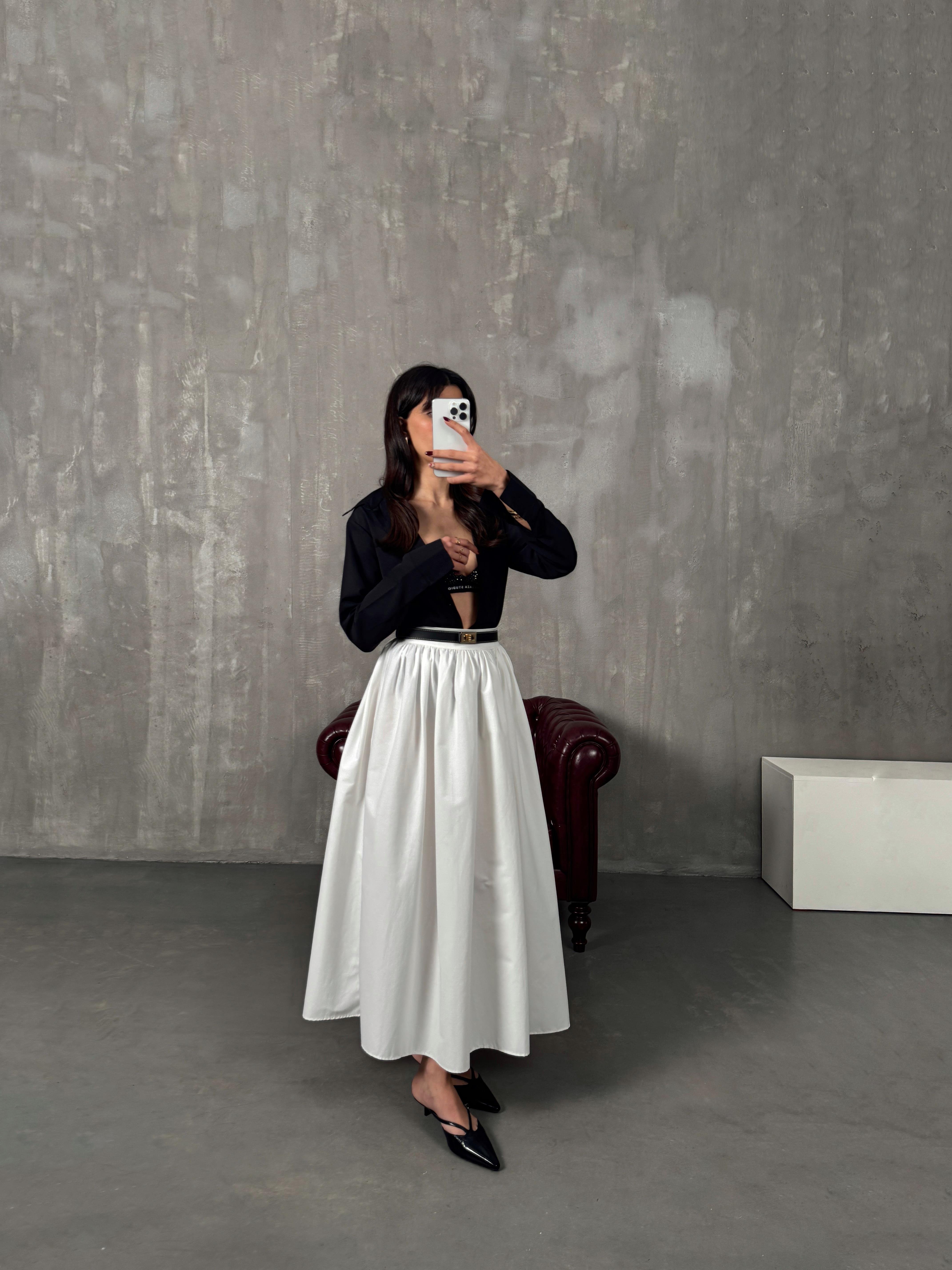 Woya Beyaz Prenses Balon Uzun Etek