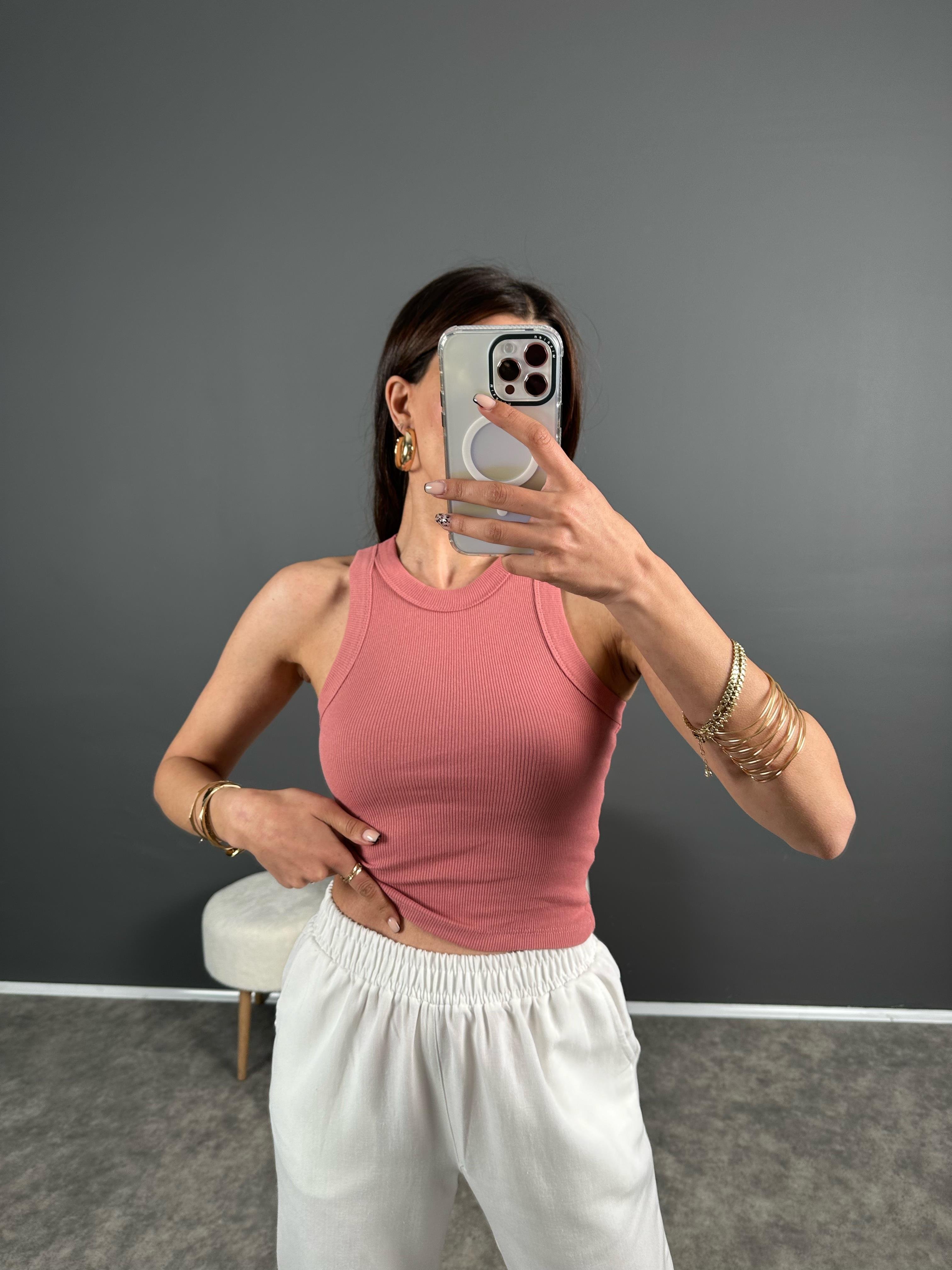 Gül Kurusu Halter Yaka Atlet