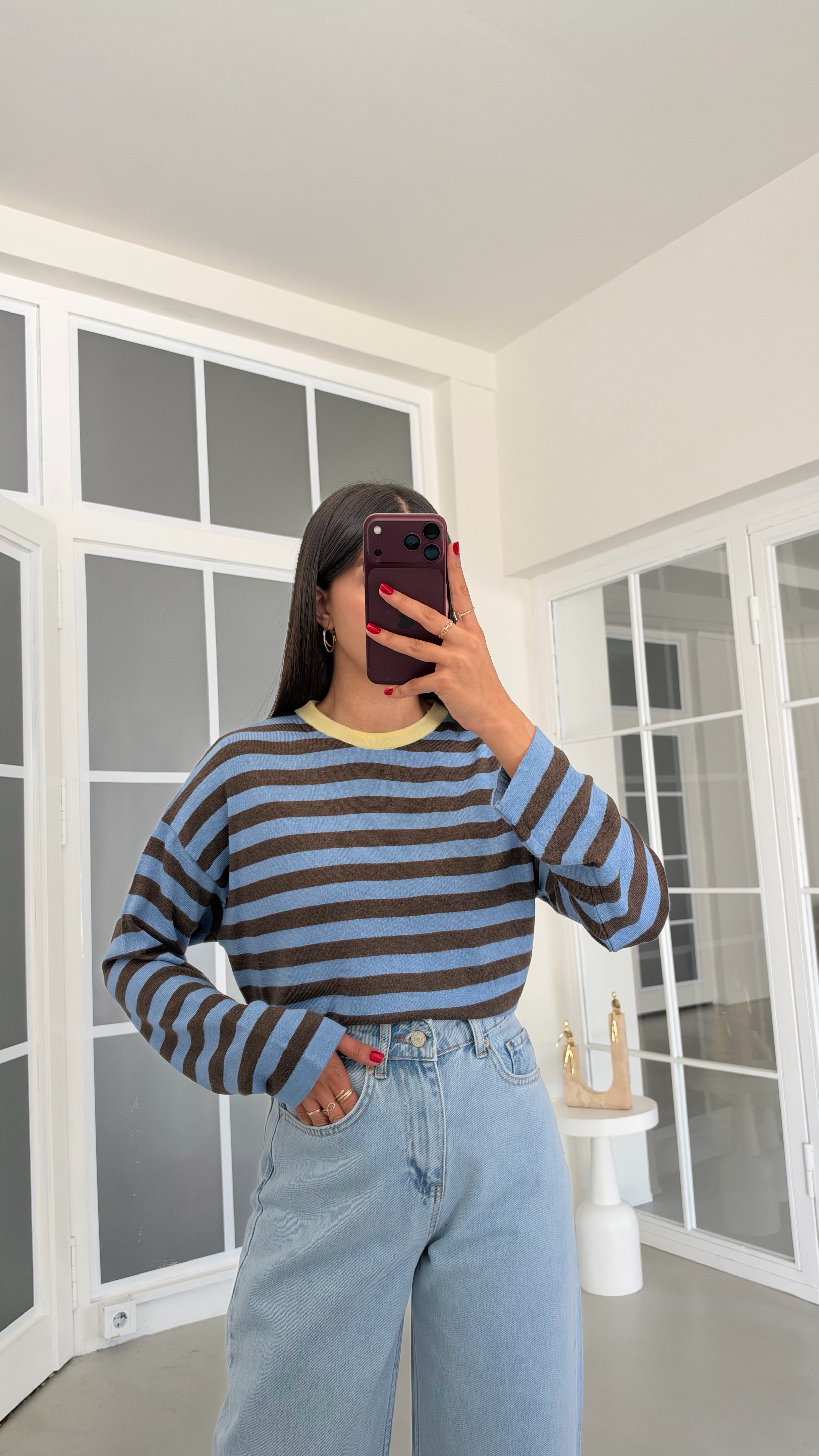 Mavi Şeritli Sweatshirt GAUS-02121 GAUS-02221GAUSSWEATSHIRTGAUS-02221