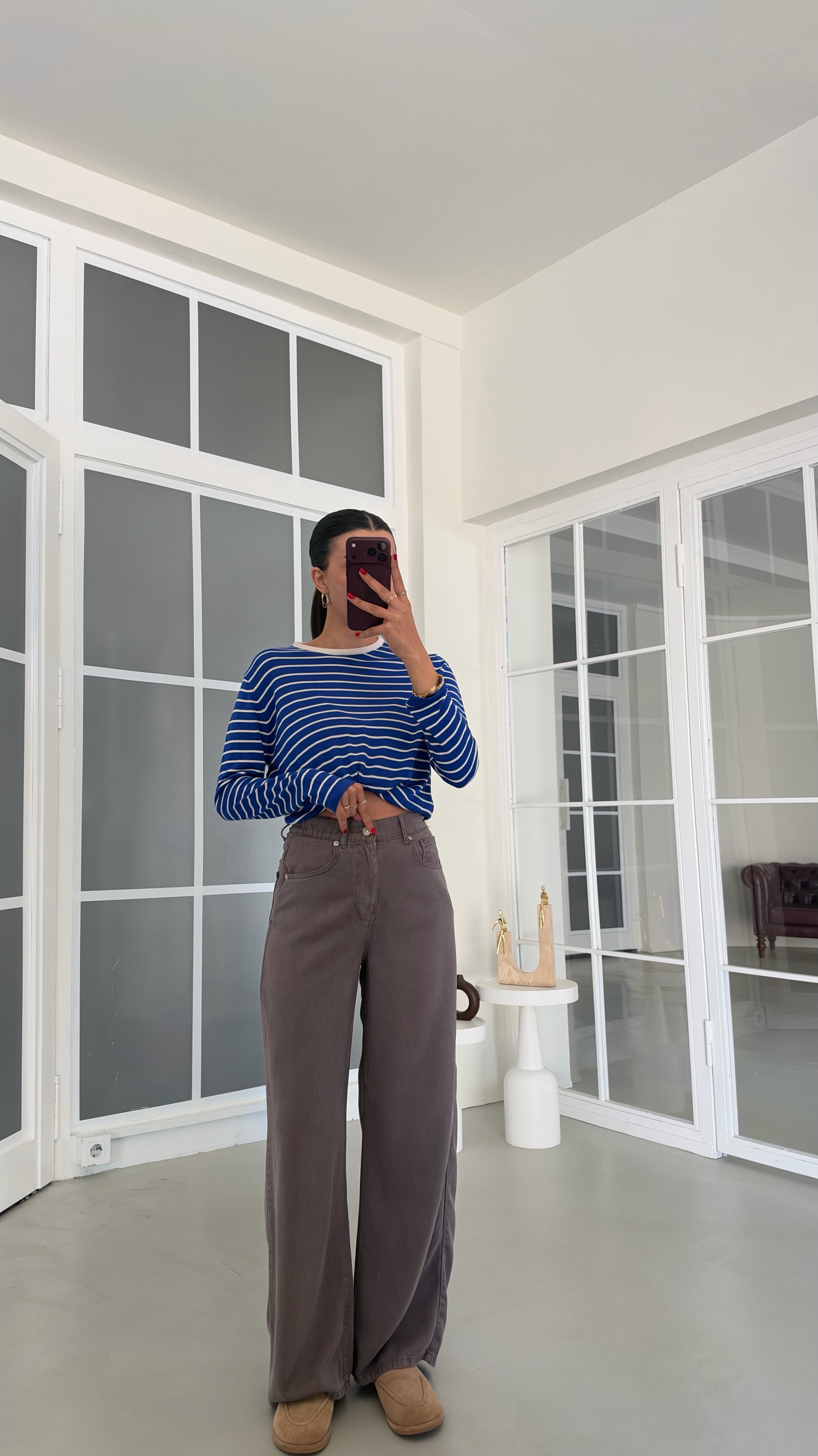 Gri Beli Lastikli Geniş Paça Jean GAUS-01876 GAUS-02035GAUSDENİM PANTOLONGAUS-02035