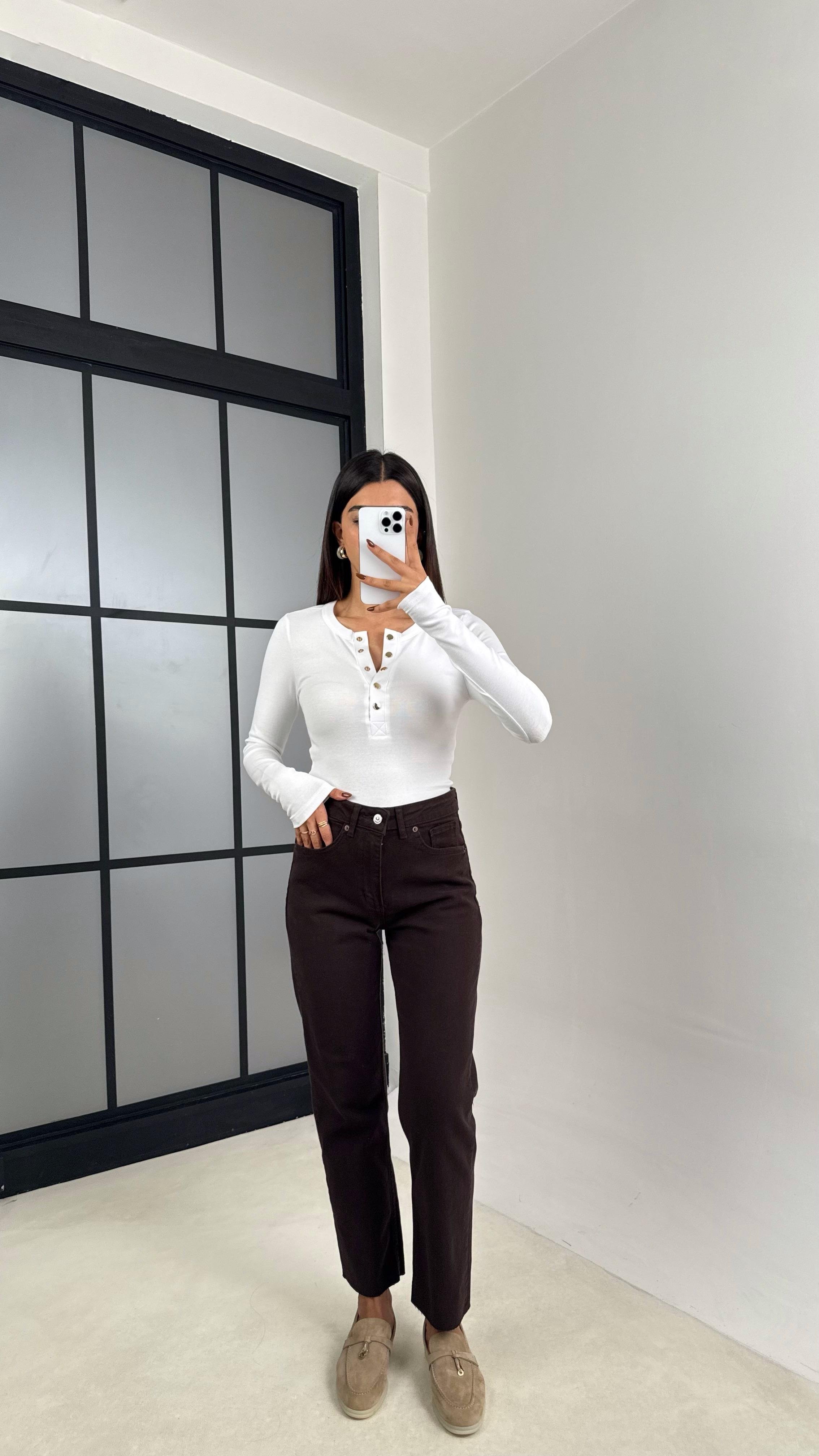 Acı Kahve ZR Model Kesik Paça Jean GAUS-00173GAUSDENİM PANTOLONGAUS-00173