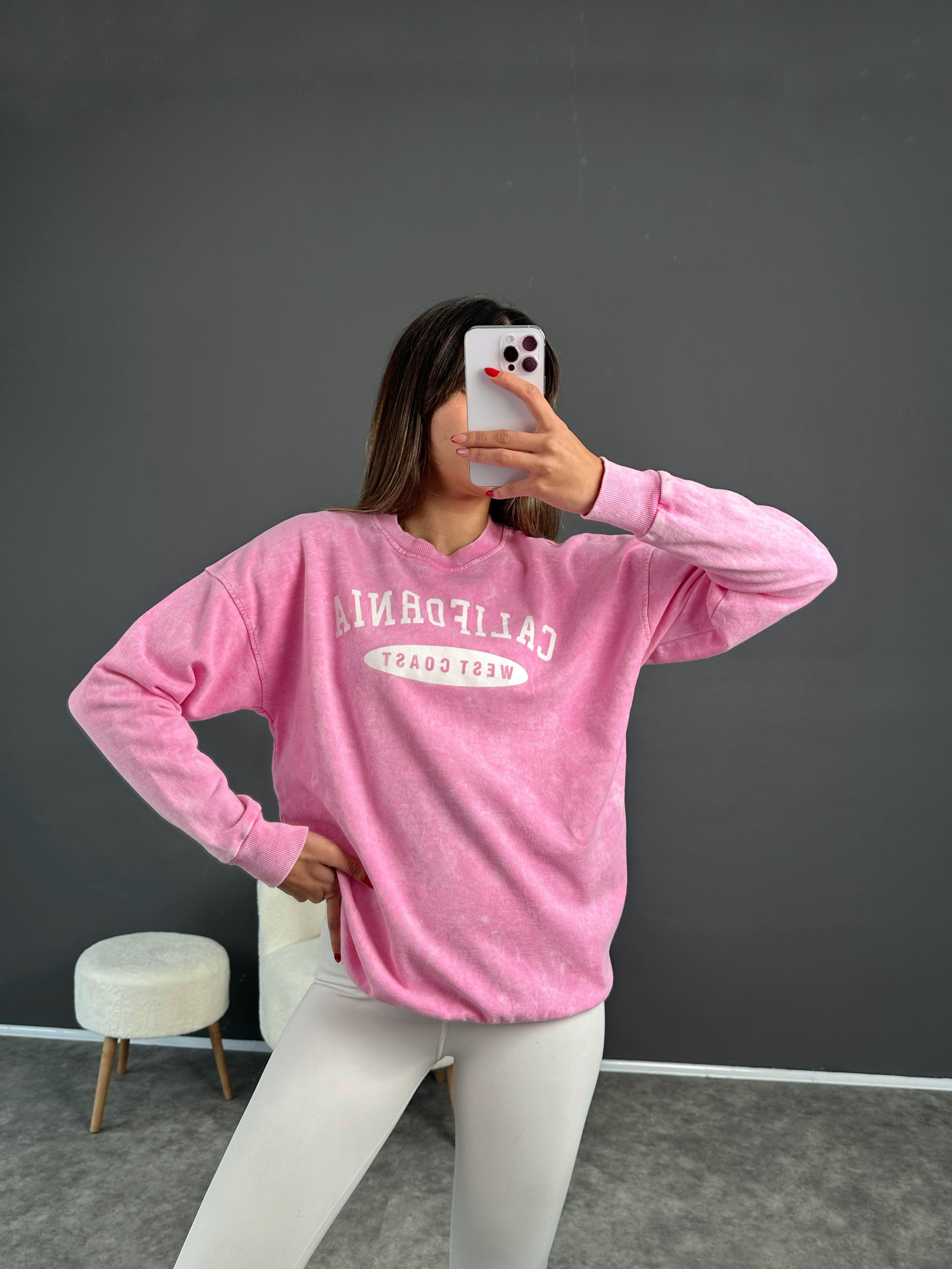 California Pembe Eskitme SweatshirtGausSWEATSHIRTGU002563