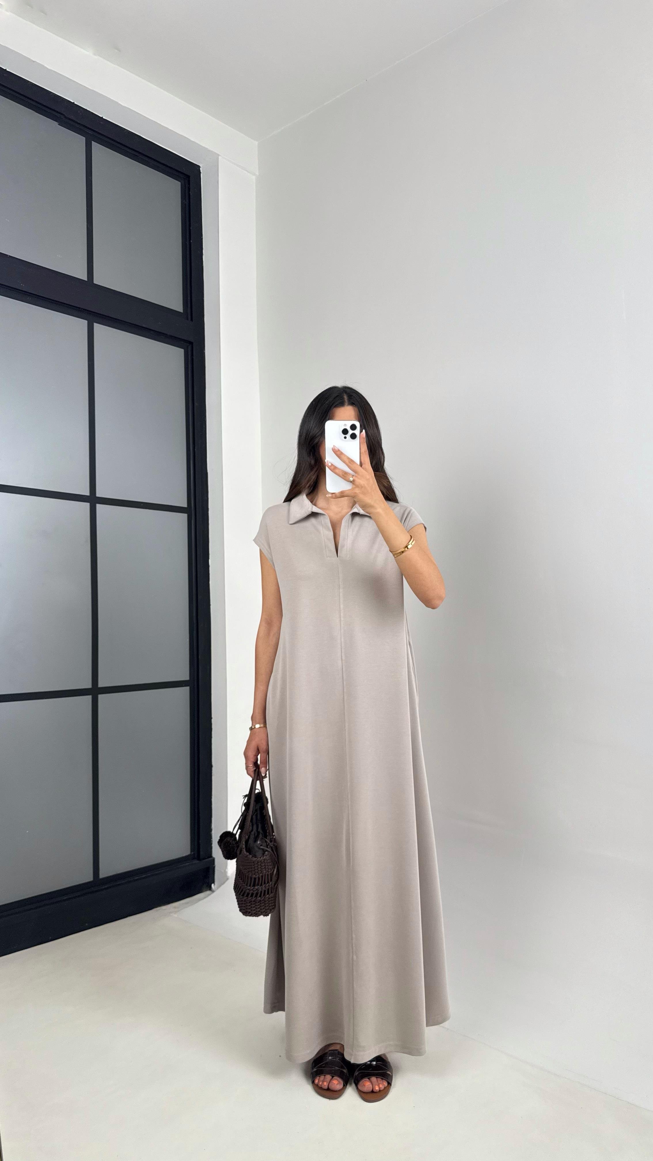 Vizon MD Muadil Polo Yaka Cepli Basic Elbise Gaus00568GausELBİSEGU1002324