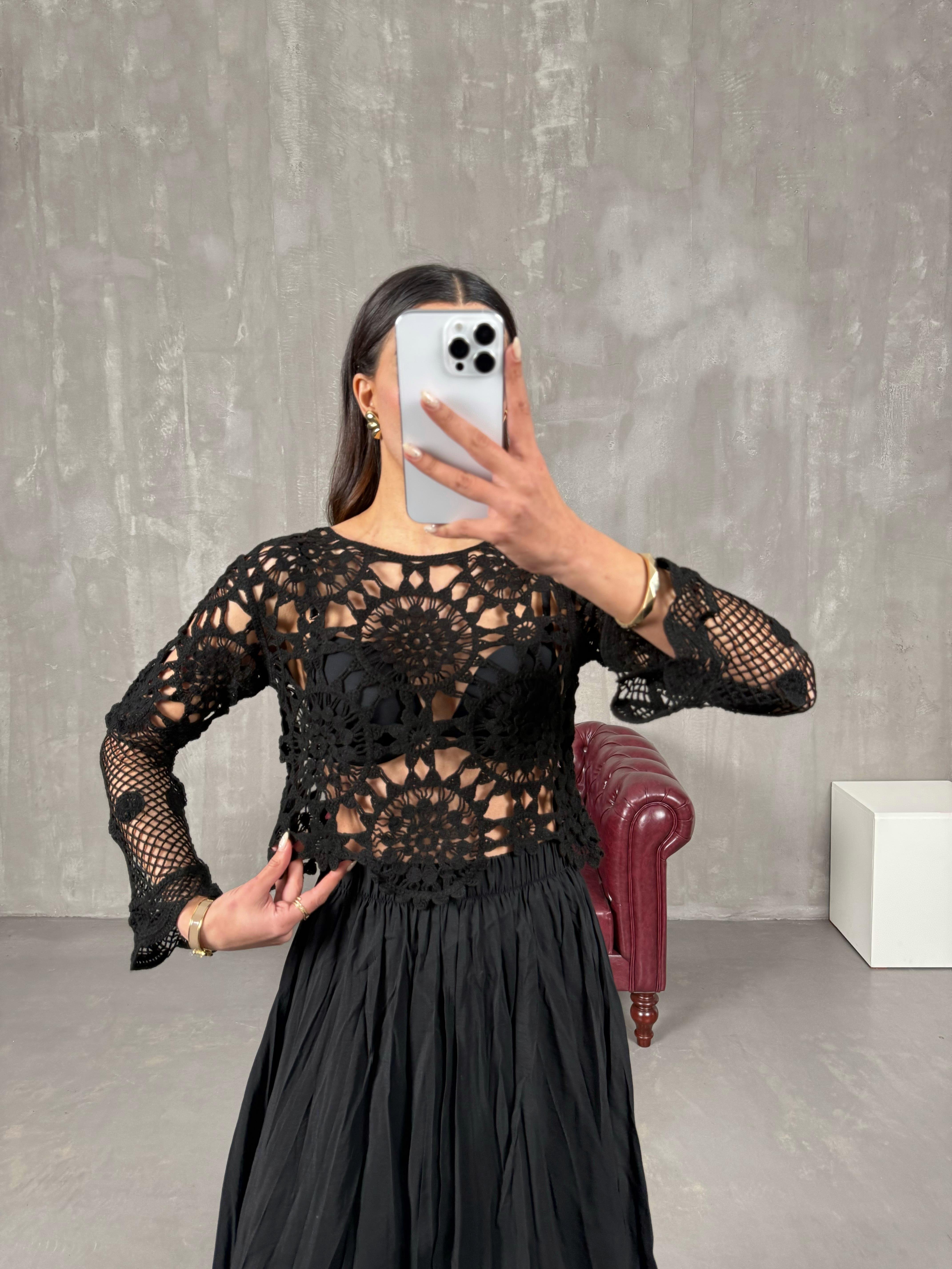 Jina Siyah İşlemeli TrikoGausTRİKOGU100703