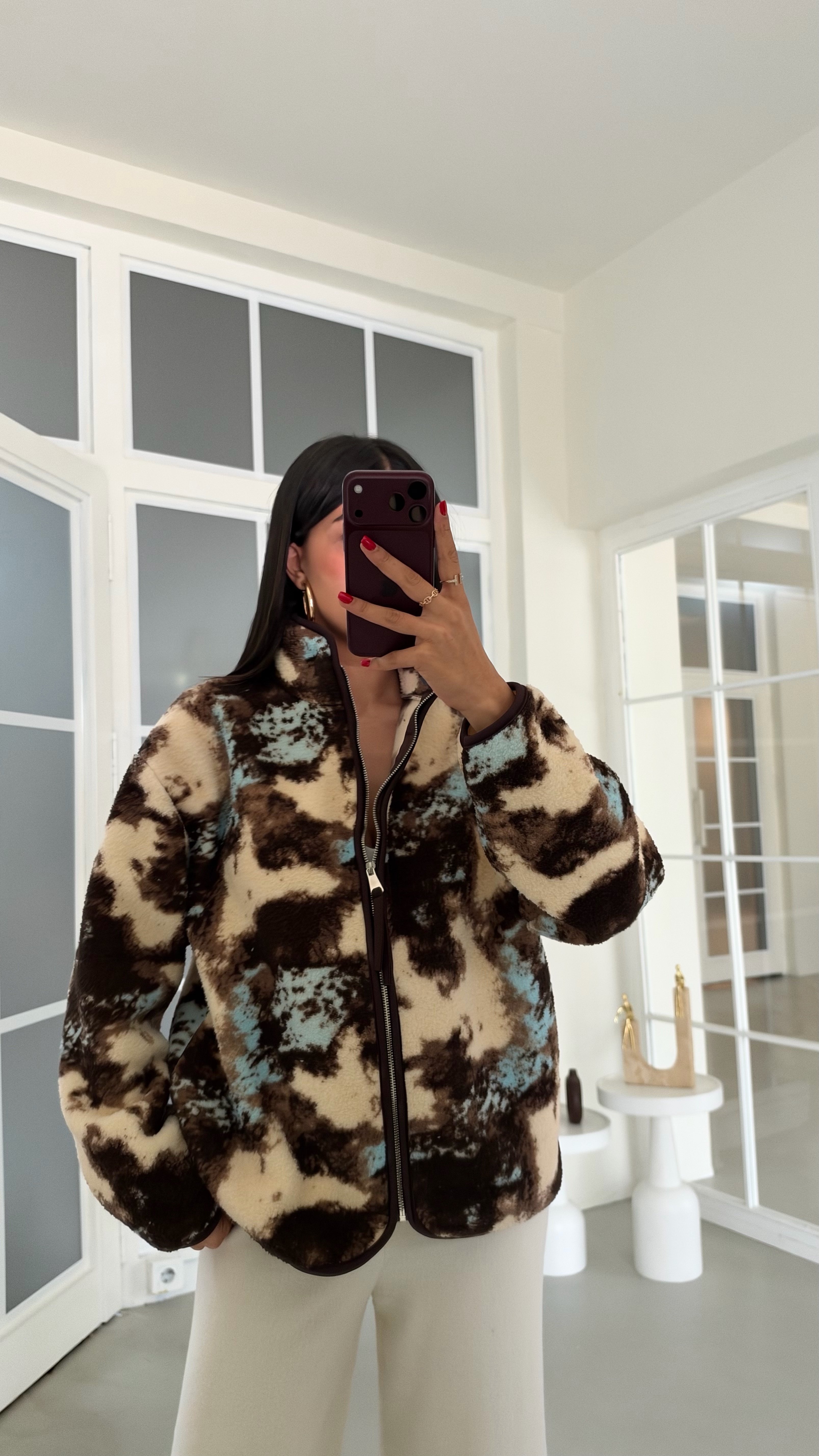 Çok Renkli Fermuarlı Cepli Polar Sweatshirt GAUS-01916 GAUS-02291GAUSSWEATSHIRTGAUS-02291