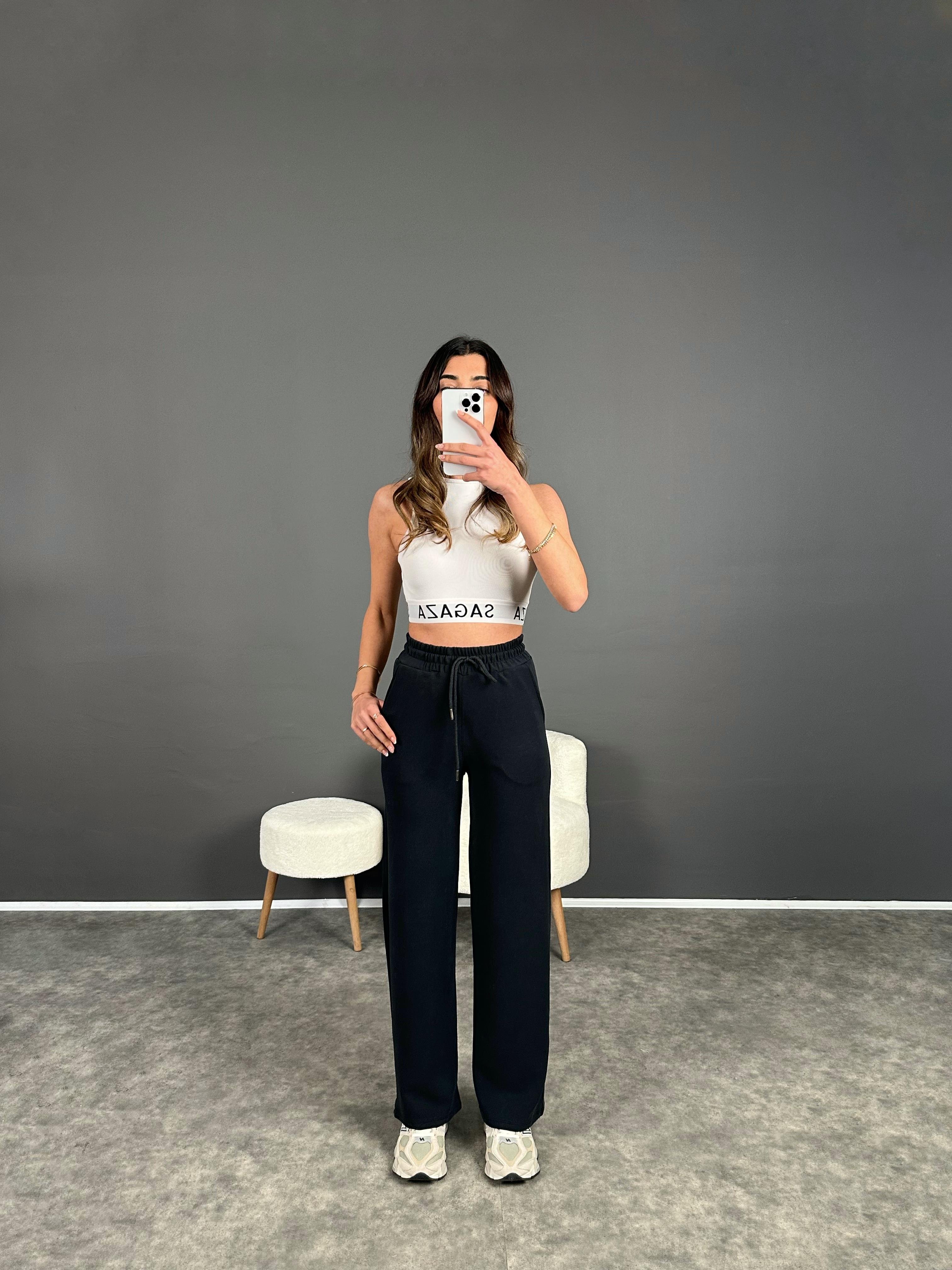 Oys Siyah Modal Palazzo Pantolon GausPANTOLONGU004040