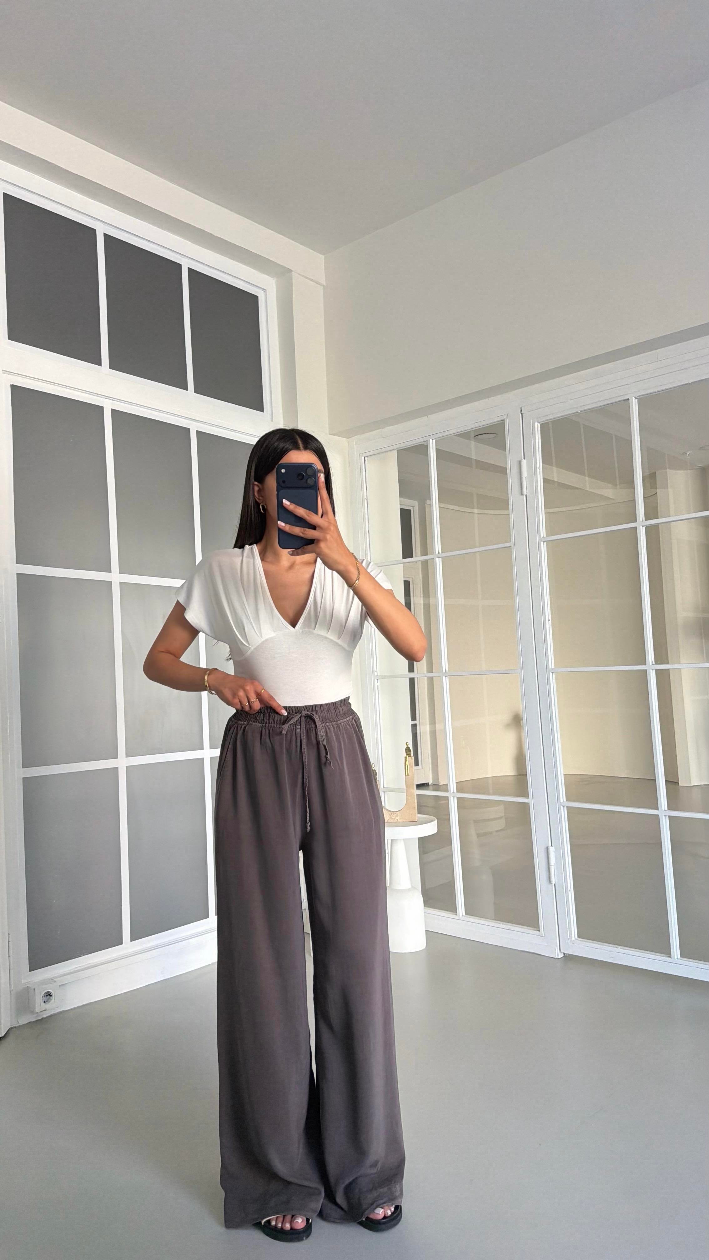 Antrasit Beli Lastikli Tencel Denim Pantolon GAUS-01474GAUSDENİM PANTOLONGAUS-01474