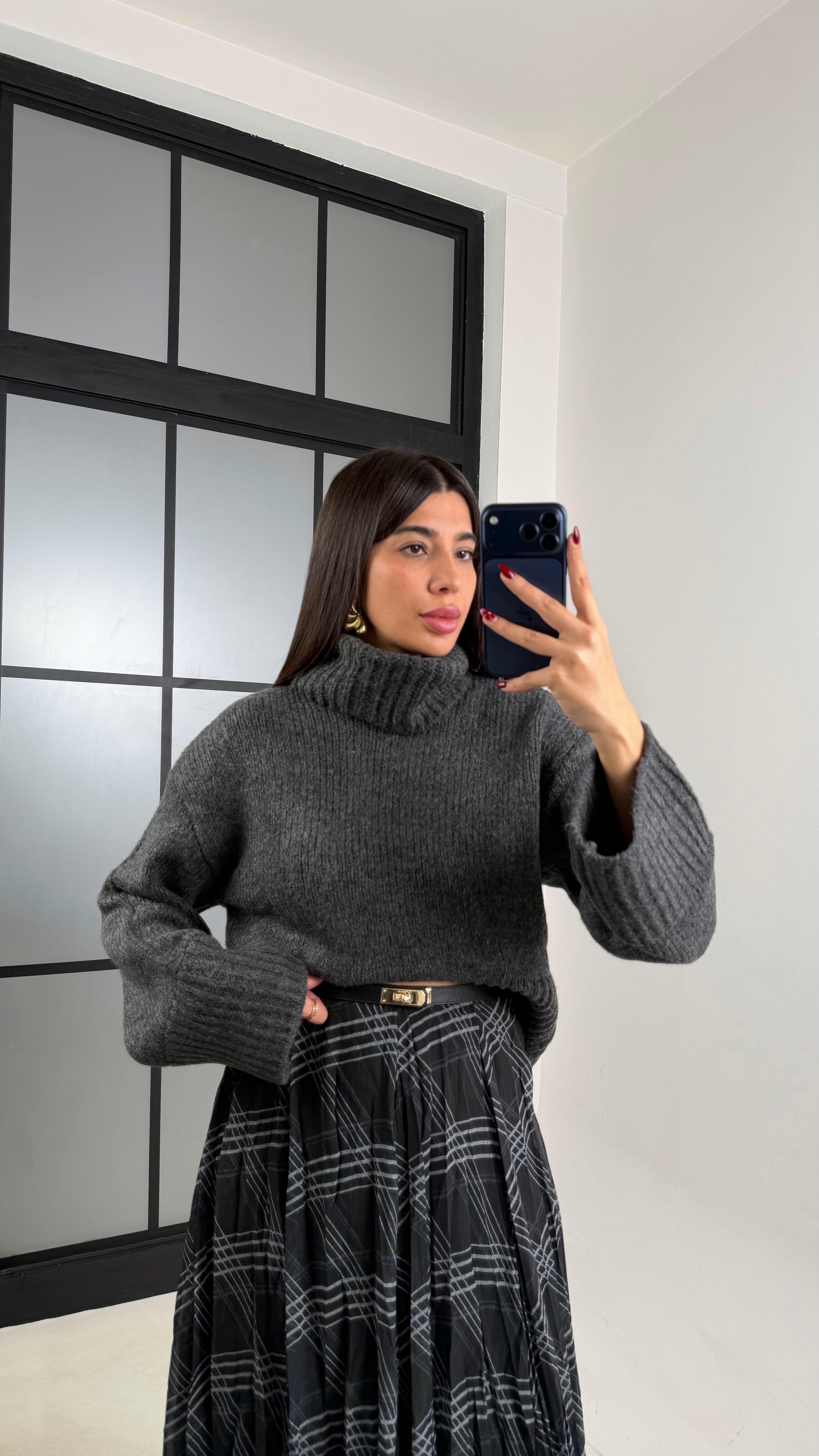 Antrasit Balıkçı Yaka Örgü Kazak GAUS-00726GAUSKAZAKGAUS-00726