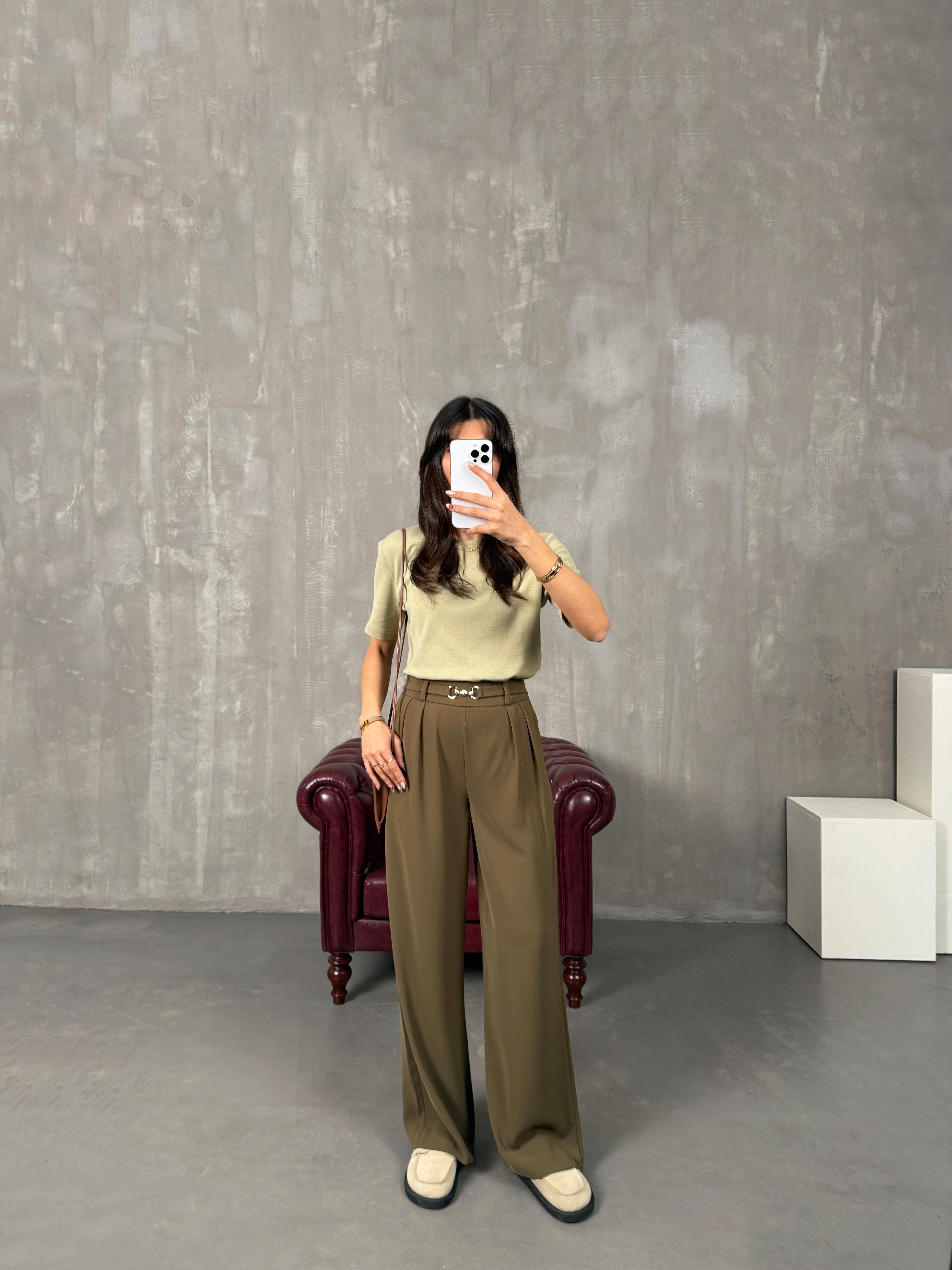 Lones Haki Kemer Detaylı Pantolon