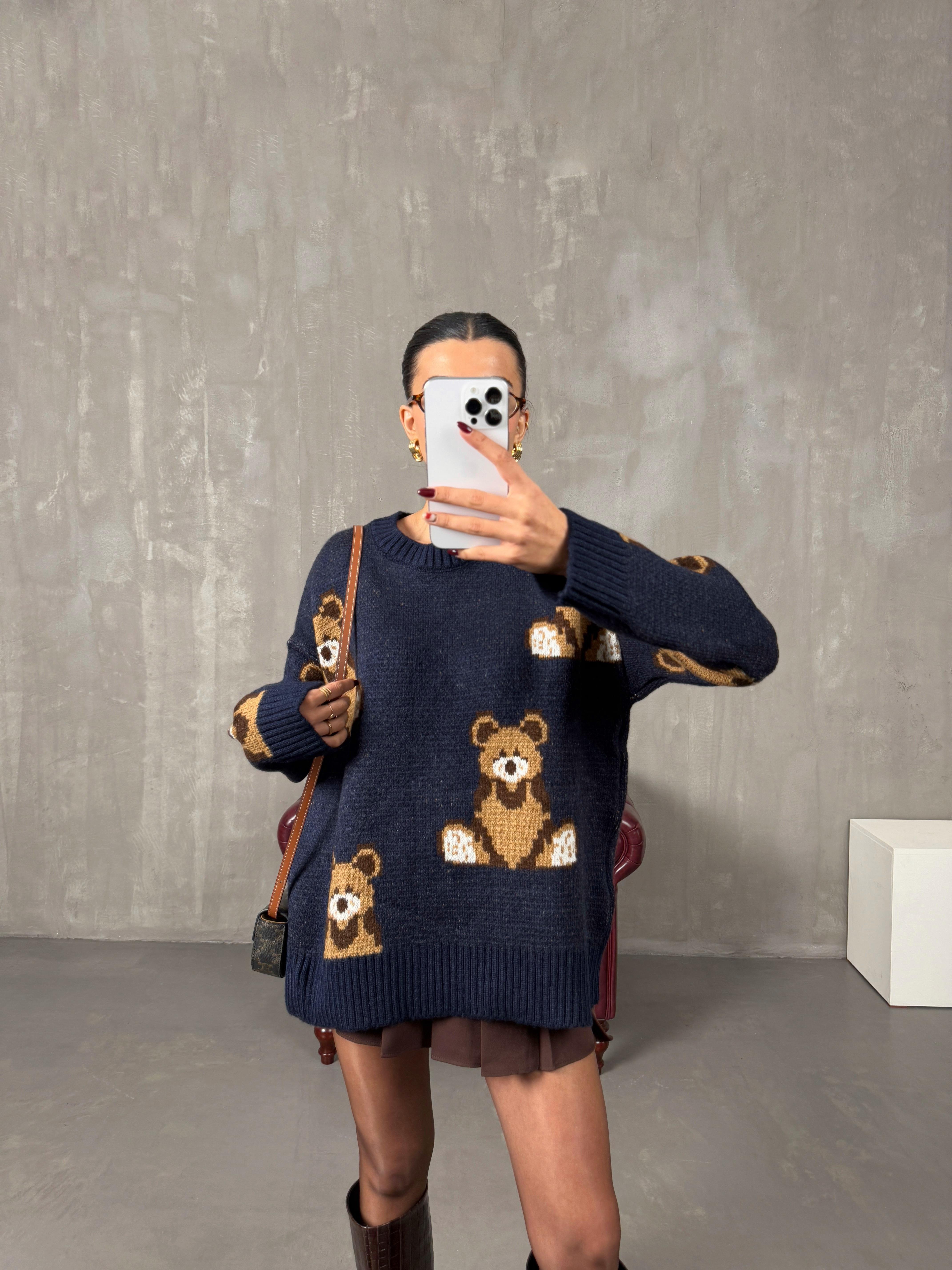 Lavis Lacivert Teddy Örme Triko KazakGausKAZAKGU10078